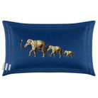 Elephants | Sustainable Velvet Rectangle Cushion - Estate Blue 50 x 30 cm Cover Only by Izabela Peters