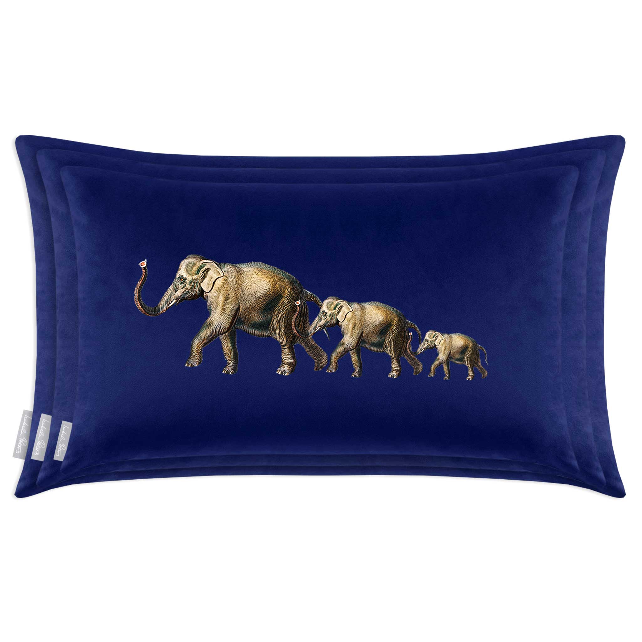 Elephants | Sustainable Velvet Rectangle Cushion - Midnight 50 x 30 cm Cover Only by Izabela Peters