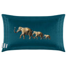 Elephants | Sustainable Velvet Rectangle Cushion - Teal 50 x 30 cm Cover Only by Izabela Peters