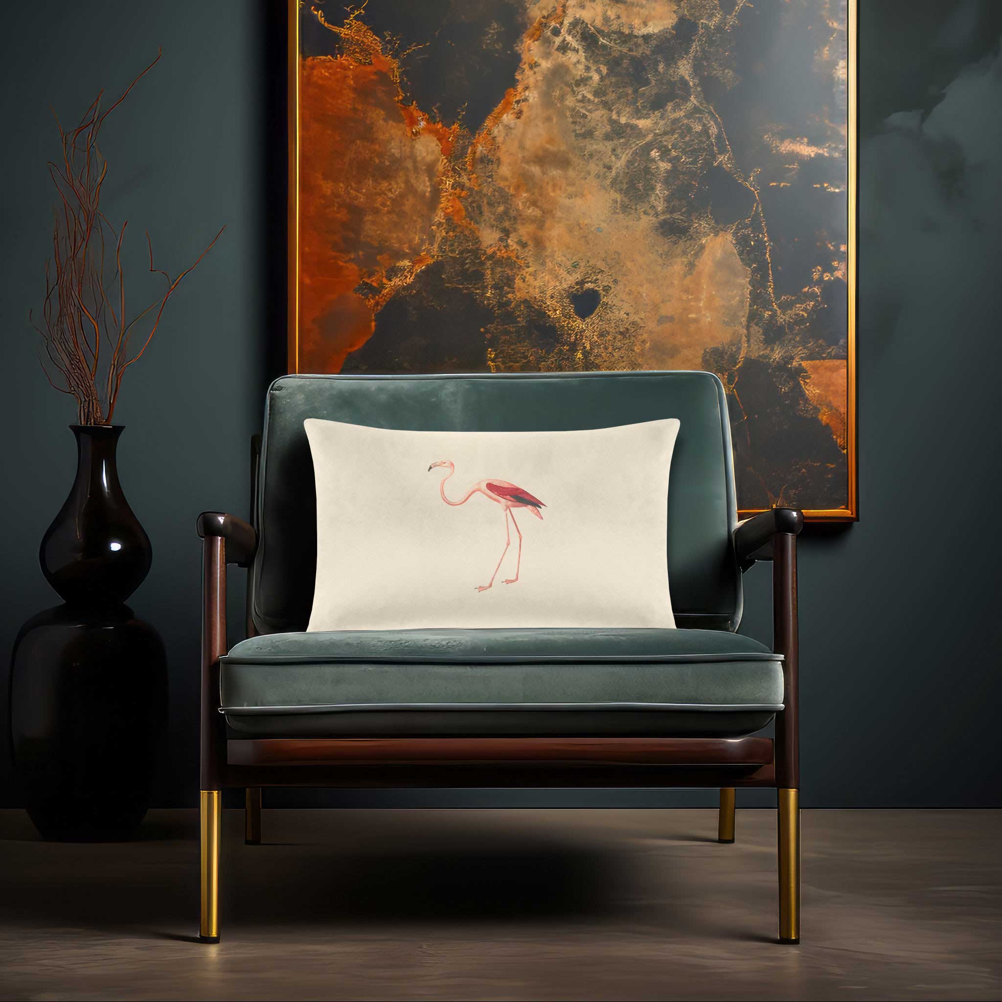 Flamingo | Sustainable Velvet Rectangle Cushion - Ivory Cream 50 x 30 cm Cover Only by Izabela Peters