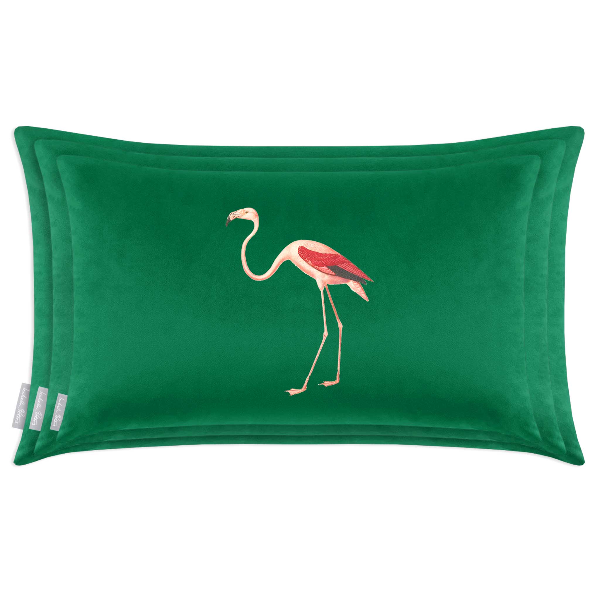 Flamingo | Sustainable Velvet Rectangle Cushion - Emerald Green 50 x 30 cm Cover Only by Izabela Peters