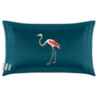 Flamingo | Sustainable Velvet Rectangle Cushion - Teal 50 x 30 cm Cover Only by Izabela Peters