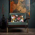 Floral Dream | Sustainable Velvet Rectangle Cushion in Charcoal 50 x 30 cm Cover Only | Izabela Peters