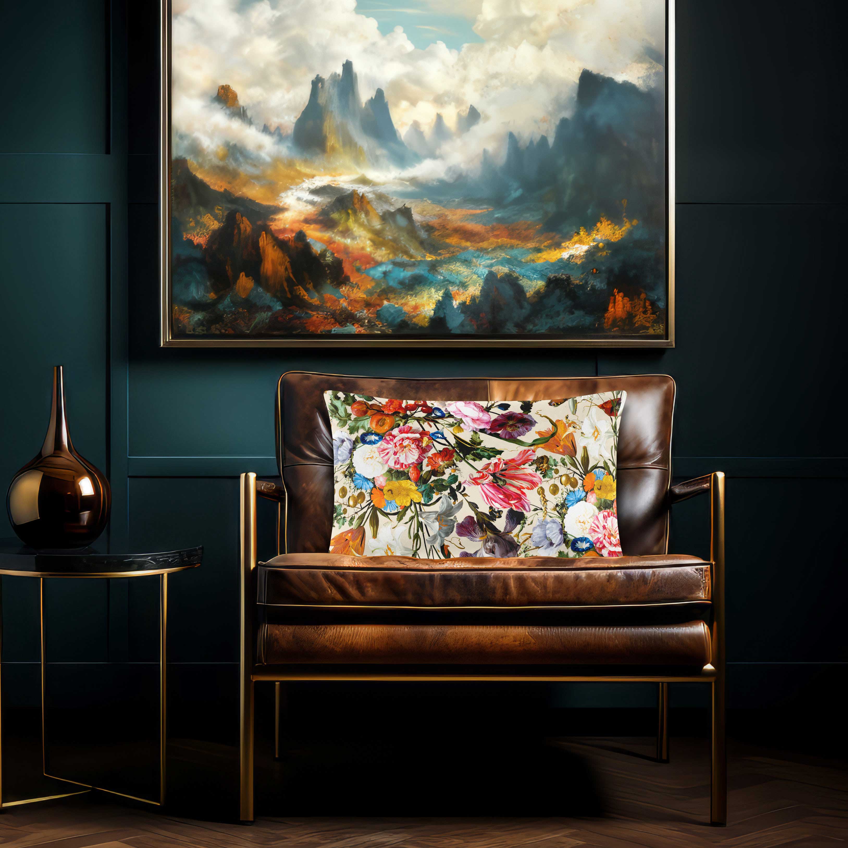 Floral Dream | Sustainable Velvet Rectangle Cushion - Ivory Cream 50 x 30 cm Cover Only by Izabela Peters
