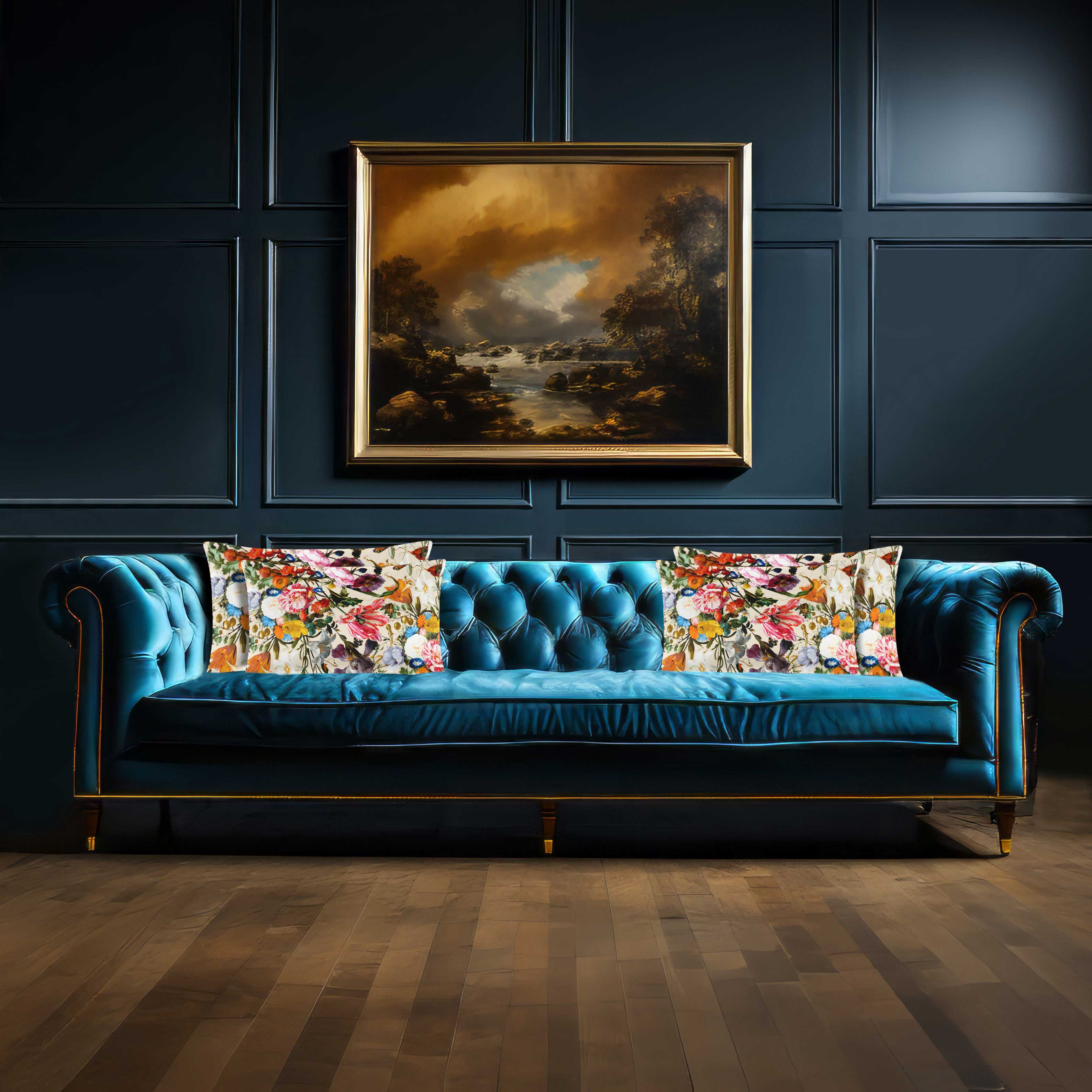 Floral Dream | Sustainable Velvet Rectangle Cushion - Ivory Cream 50 x 30 cm Cover Only by Izabela Peters