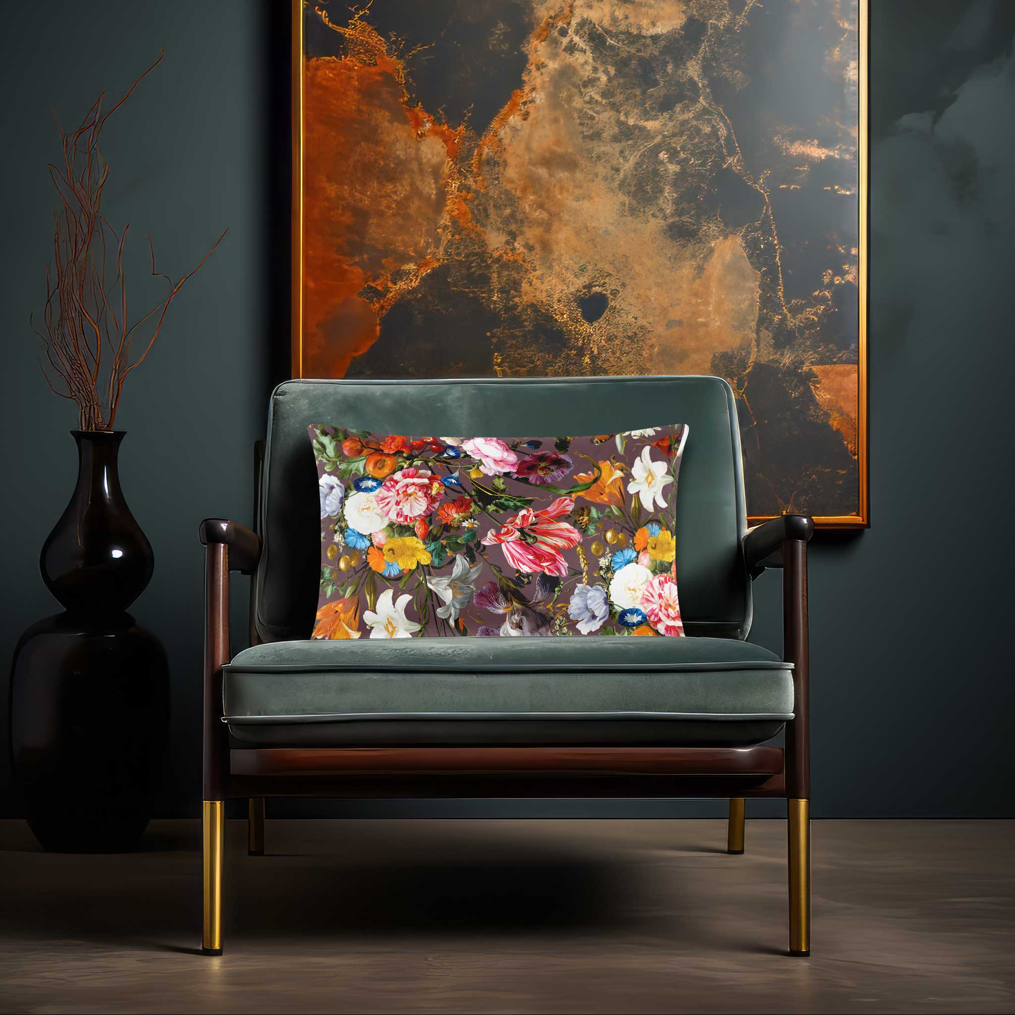 Floral Dream | Sustainable Velvet Rectangle Cushion - Italian Grape 50 x 30 cm Cover Only by Izabela Peters