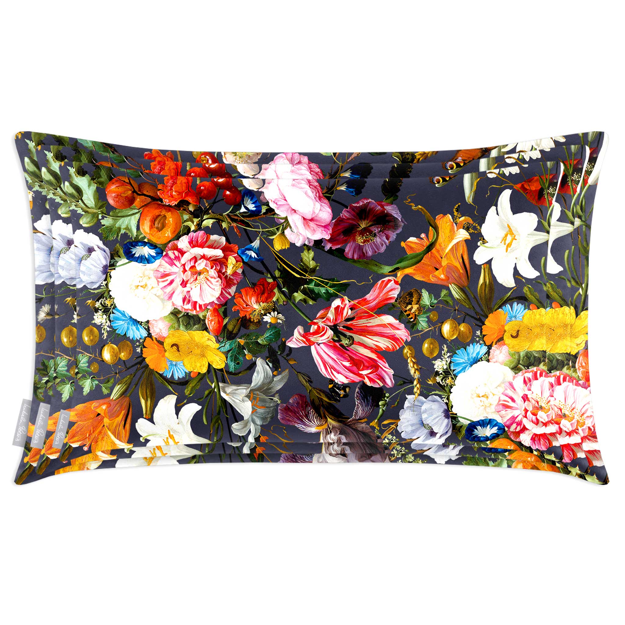 Floral Dream | Sustainable Velvet Rectangle Cushion - Graphite 50 x 30 cm Cover Only by Izabela Peters