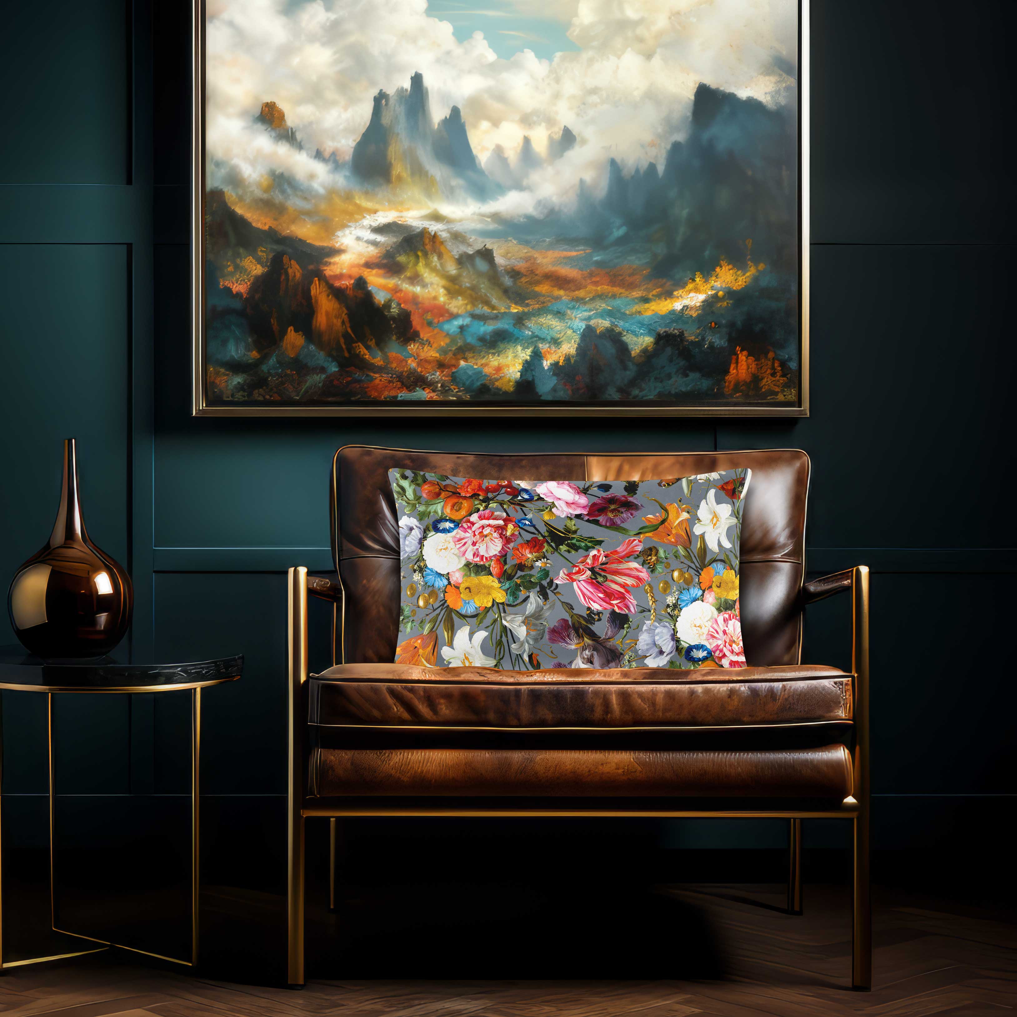 Floral Dream | Sustainable Velvet Rectangle Cushion - French Grey 50 x 30 cm Cover Only by Izabela Peters