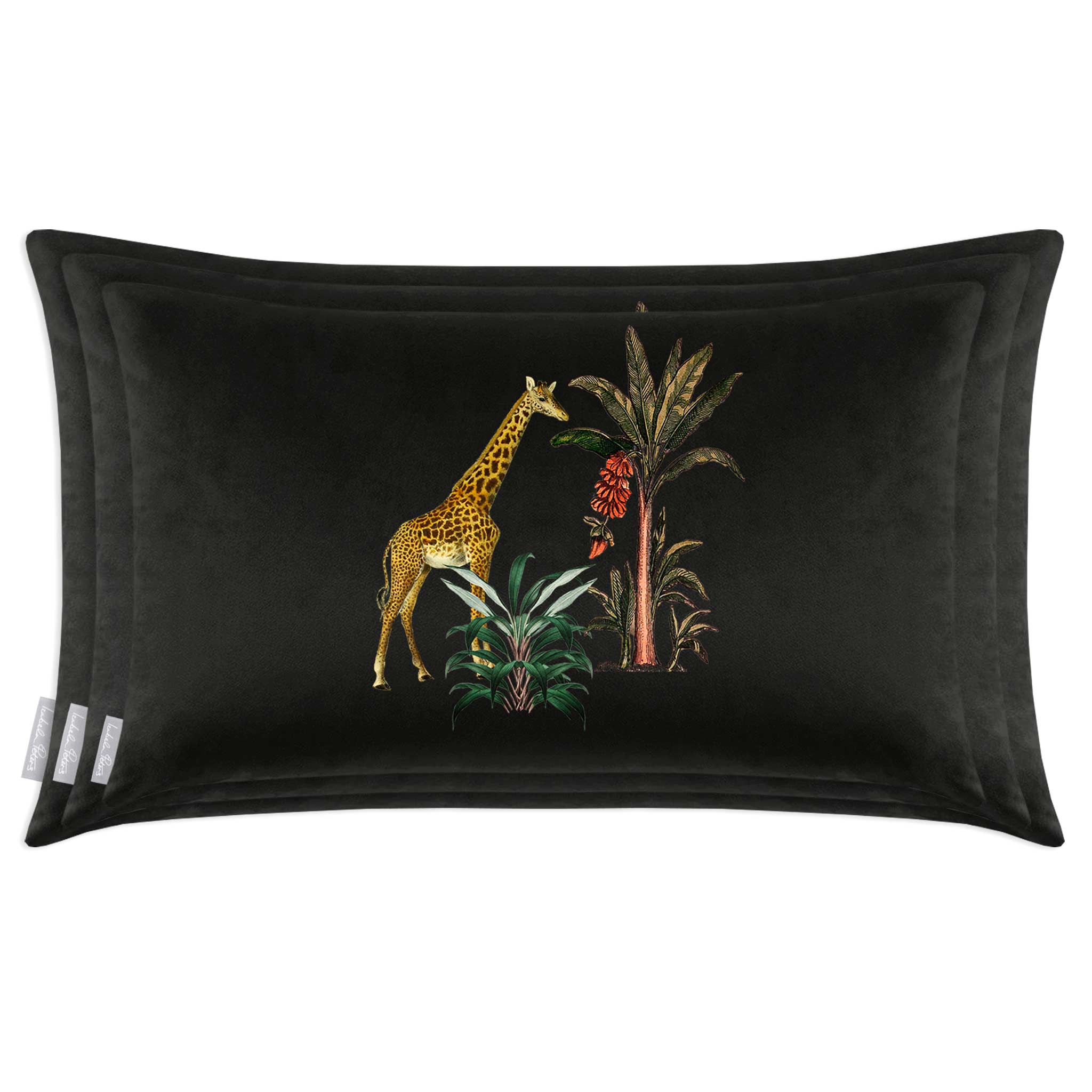Giraffe | Sustainable Velvet Rectangle Cushion - Charcoal 50 x 30 cm Cover Only by Izabela Peters