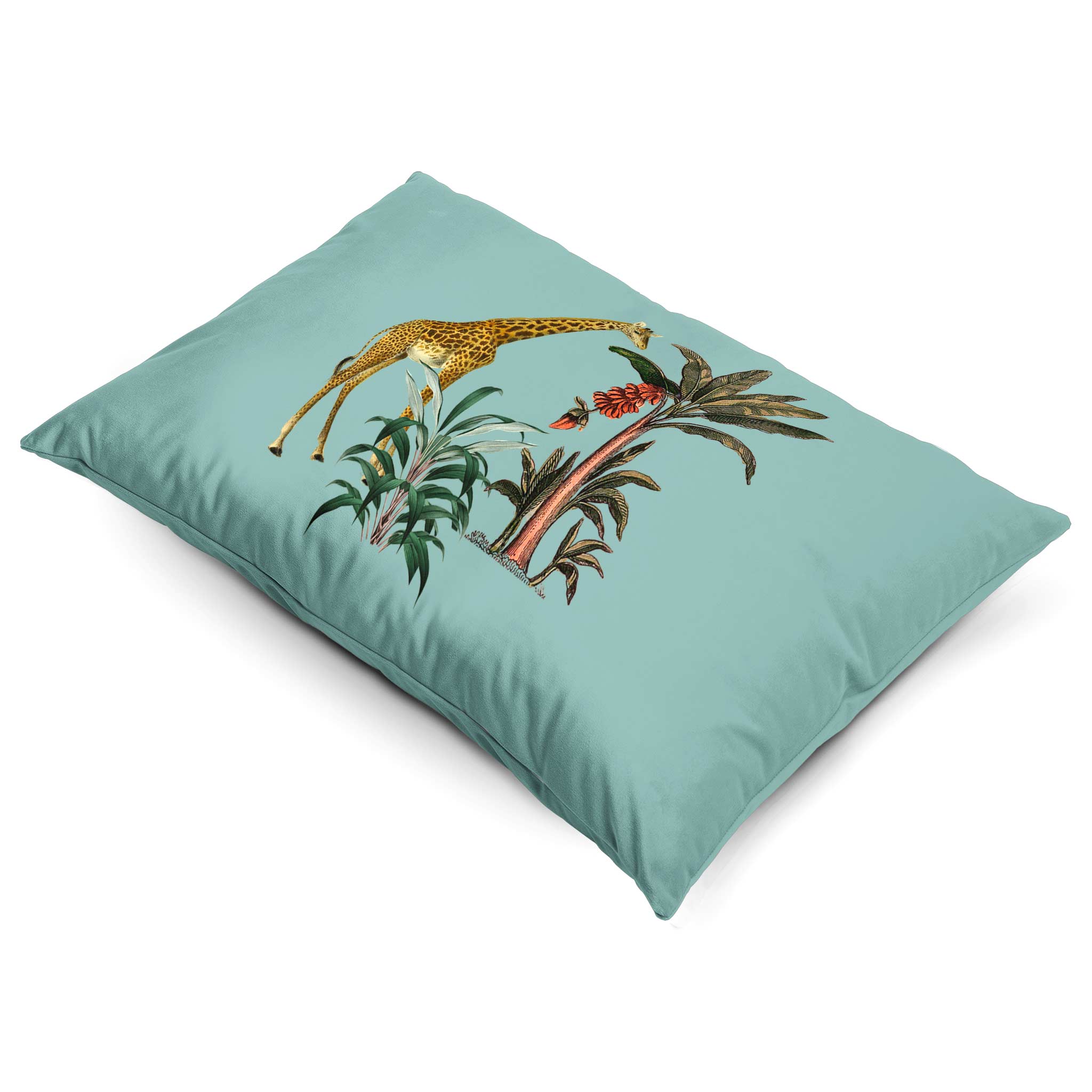 Giraffe | Sustainable Velvet Rectangle Cushion - Blue Surf 50 x 30 cm Cover Only by Izabela Peters