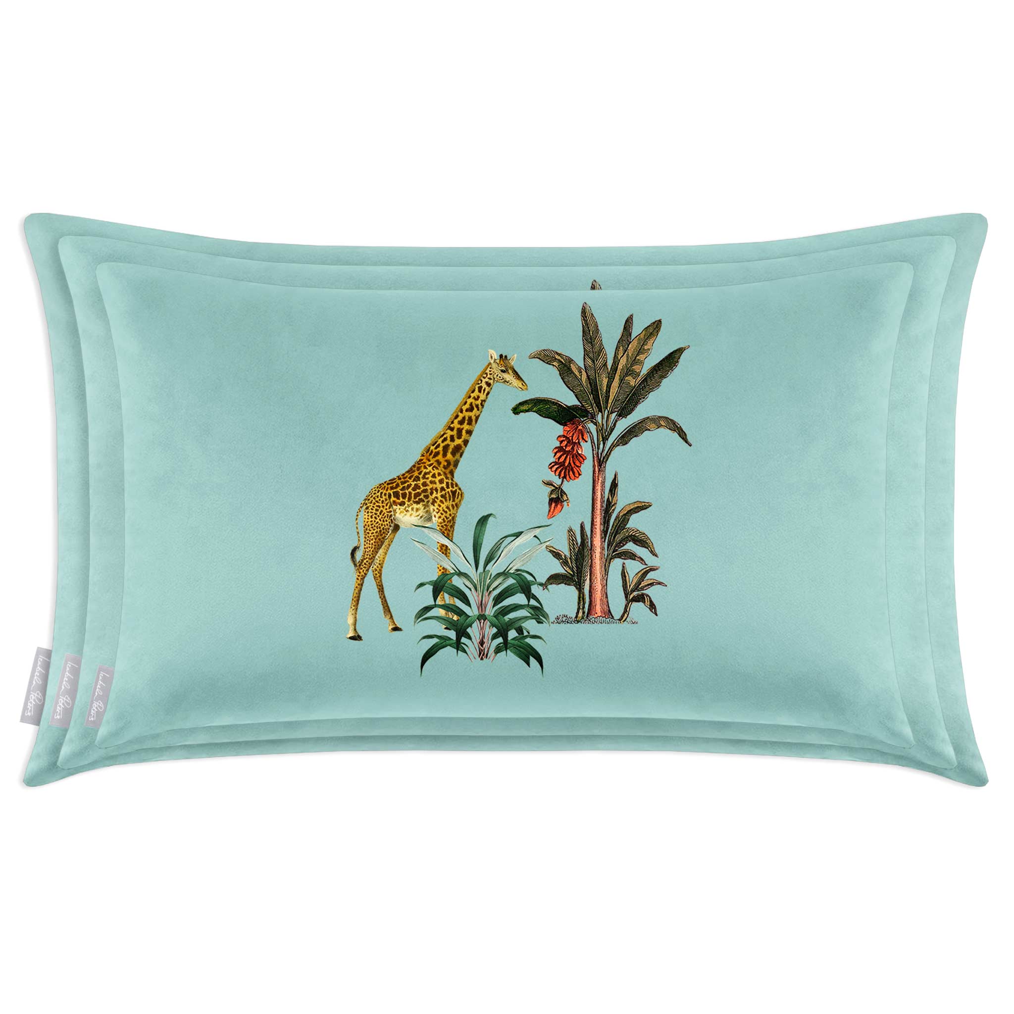 Giraffe | Sustainable Velvet Rectangle Cushion - Blue Surf 50 x 30 cm Cover Only by Izabela Peters