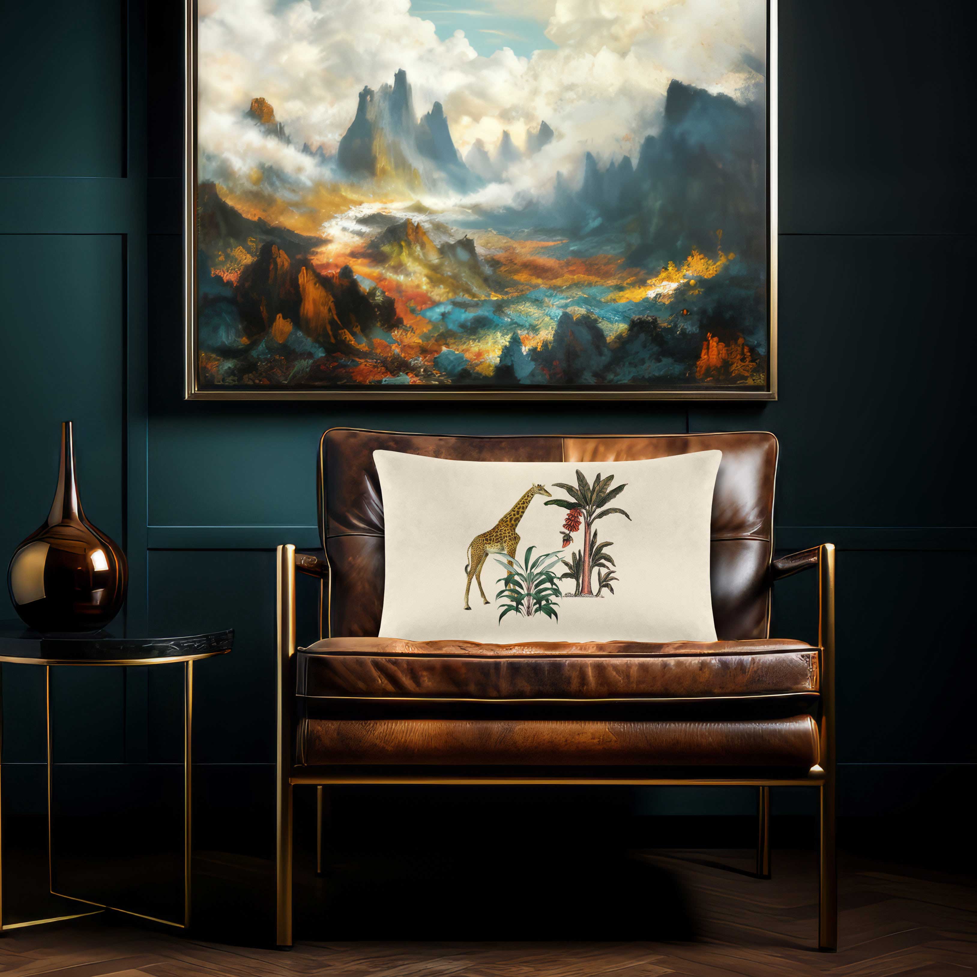Giraffe | Sustainable Velvet Rectangle Cushion - Ivory Cream 50 x 30 cm Cover Only by Izabela Peters