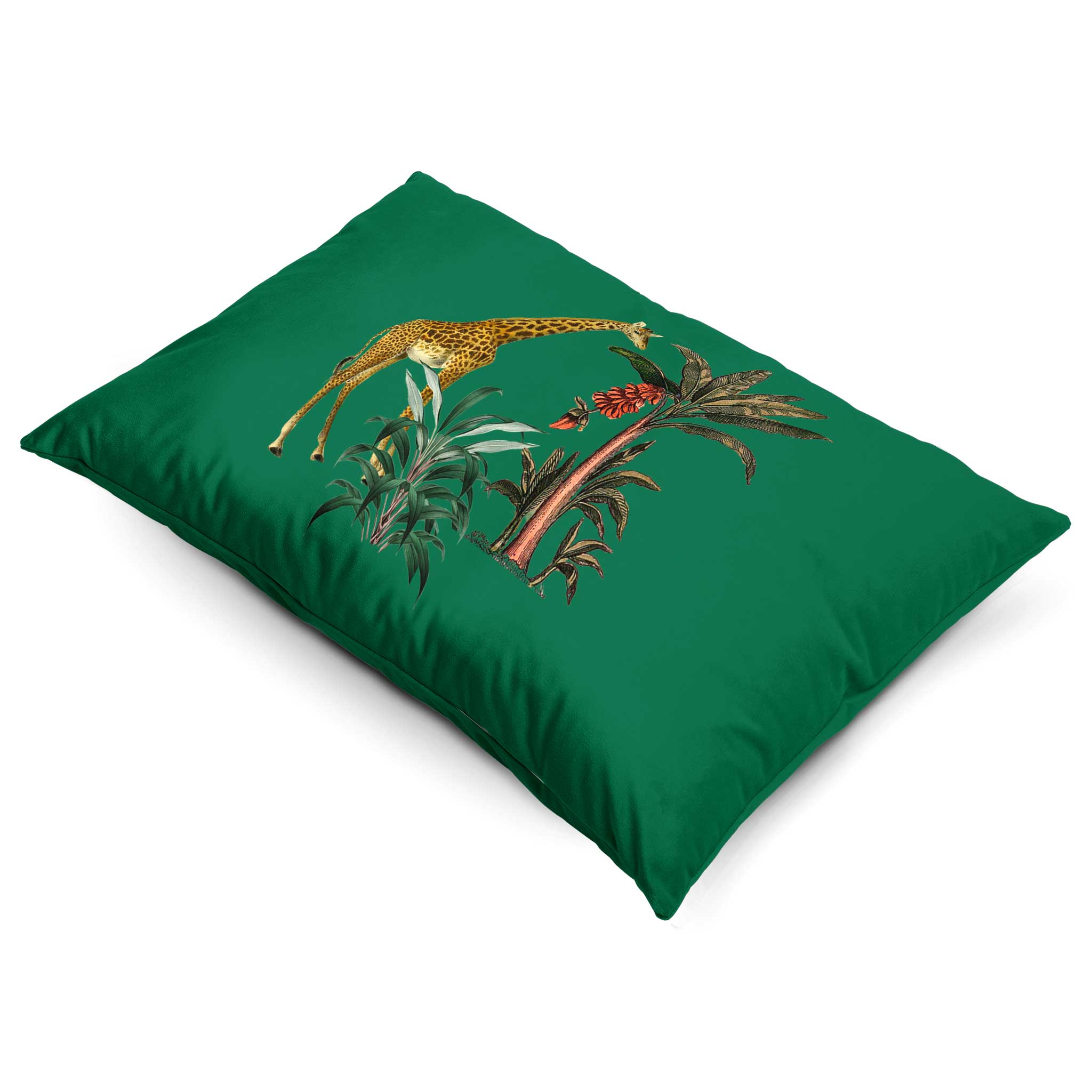 Giraffe | Sustainable Velvet Rectangle Cushion in Emerald Green 50 x 30 cm Cover Only | Izabela Peters