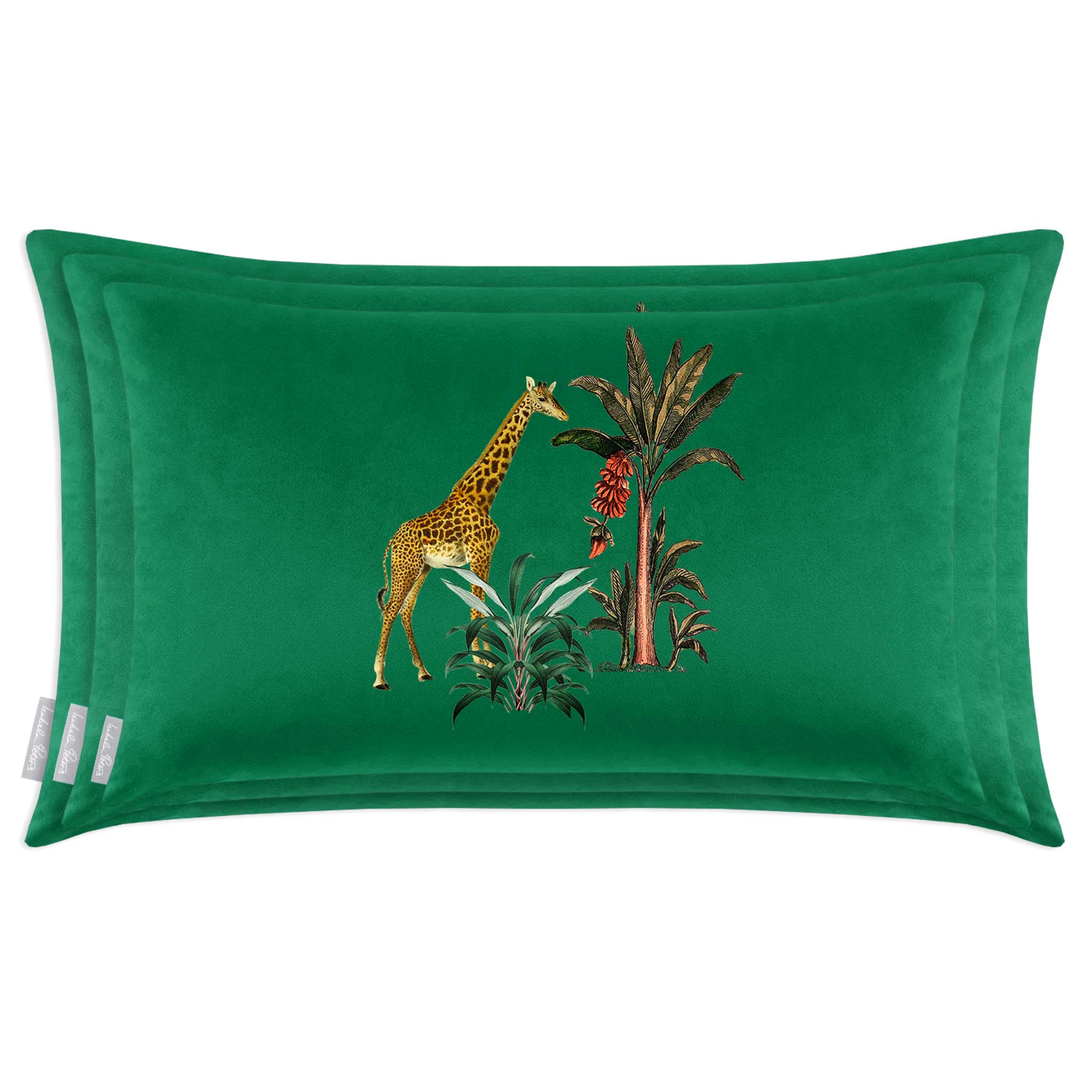 Giraffe | Sustainable Velvet Rectangle Cushion - Emerald Green 50 x 30 cm Cover Only by Izabela Peters