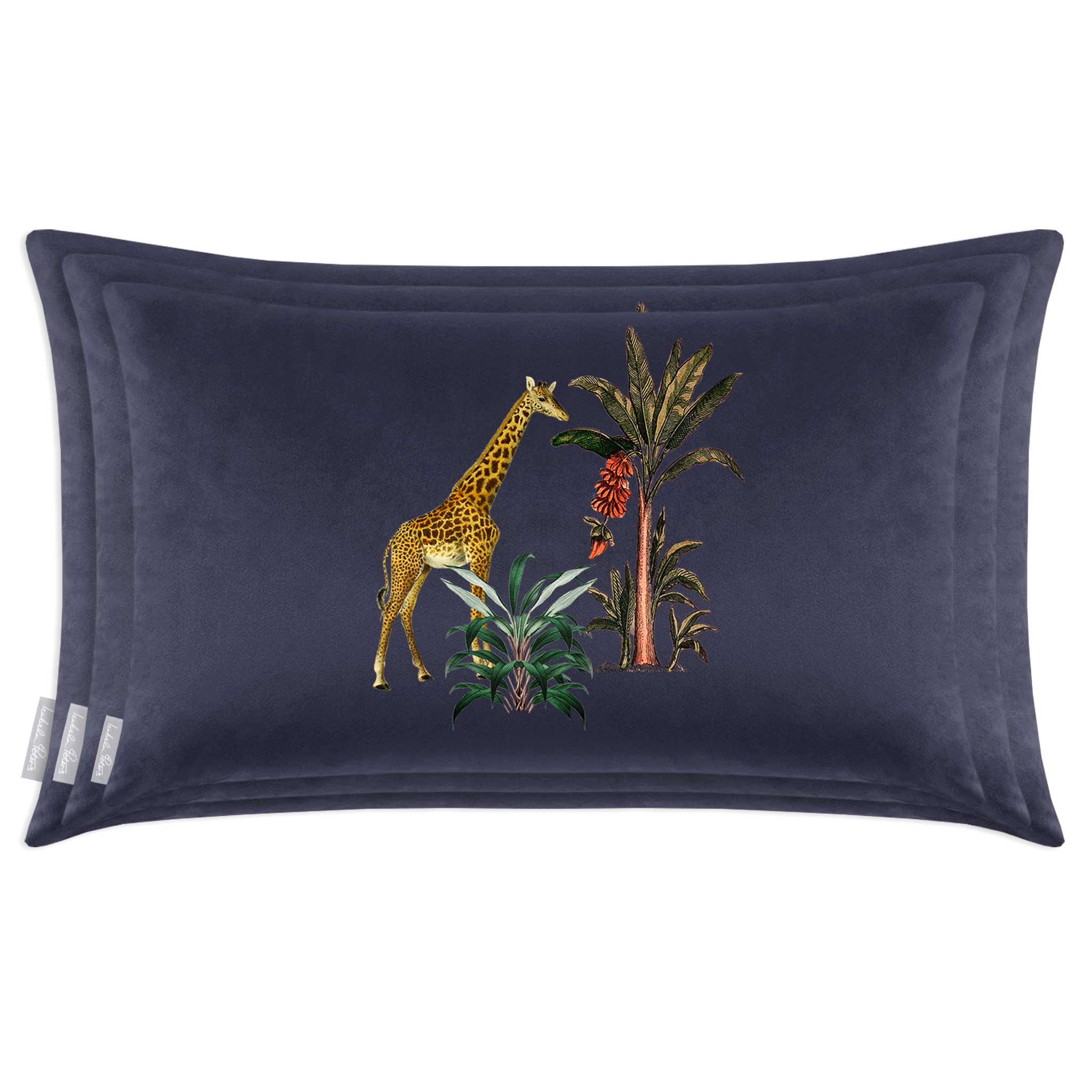 Giraffe | Sustainable Velvet Rectangle Cushion - Graphite 50 x 30 cm Cover Only by Izabela Peters
