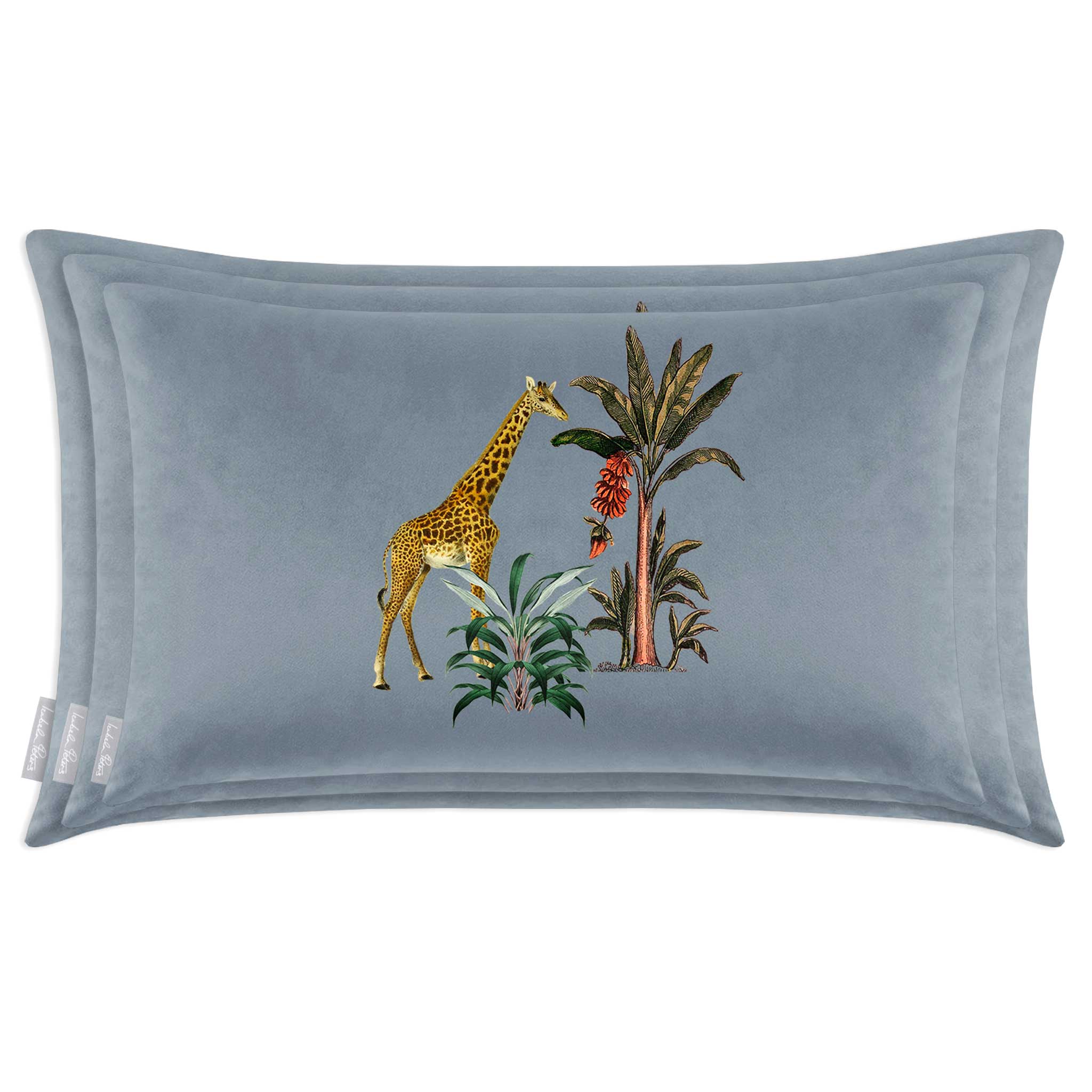 Giraffe | Sustainable Velvet Rectangle Cushion - French Grey 50 x 30 cm Cover Only by Izabela Peters