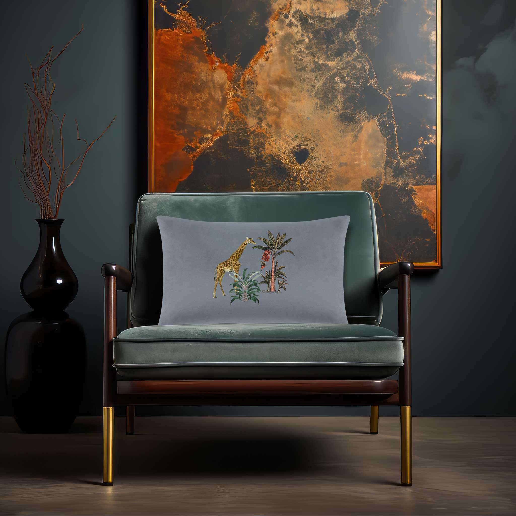 Giraffe | Sustainable Velvet Rectangle Cushion - French Grey 50 x 30 cm Cover Only by Izabela Peters