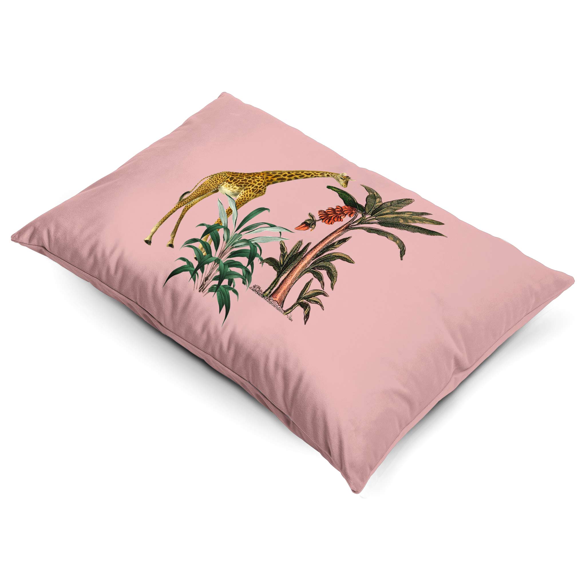 Giraffe | Sustainable Velvet Rectangle Cushion - Rosewater 50 x 30 cm Cover Only by Izabela Peters