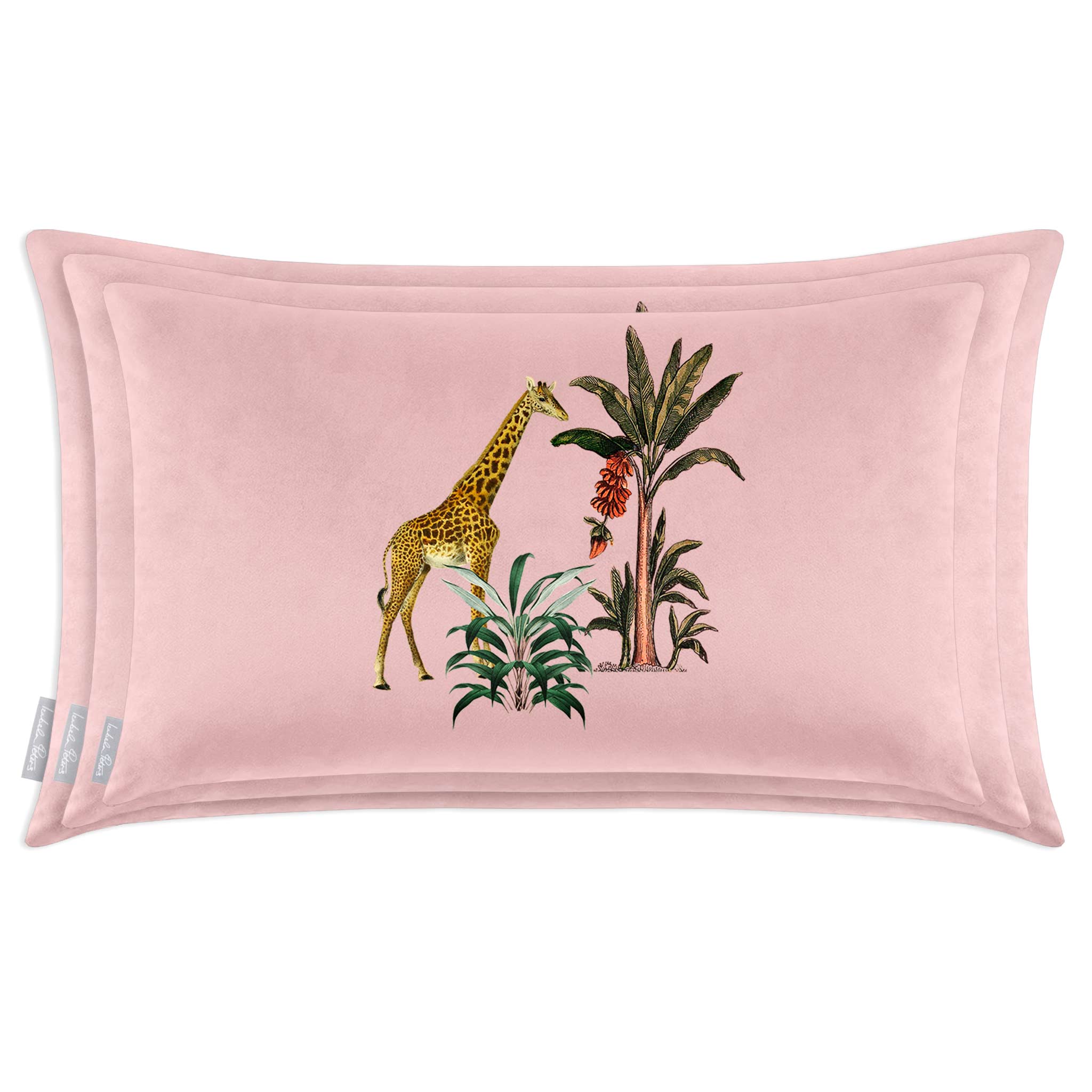 Giraffe | Sustainable Velvet Rectangle Cushion - Rosewater 50 x 30 cm Cover Only by Izabela Peters
