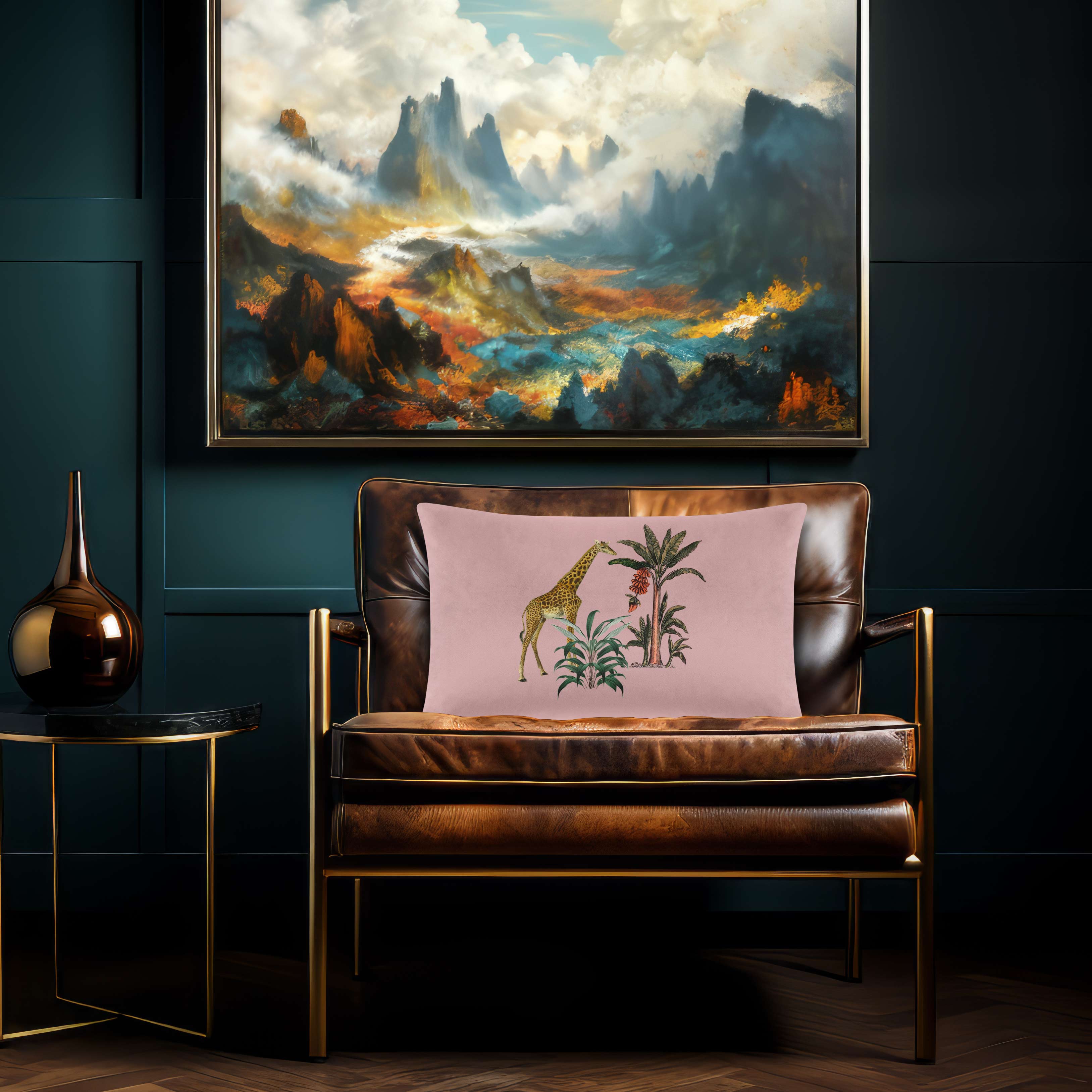 Giraffe | Sustainable Velvet Rectangle Cushion - Rosewater 50 x 30 cm Cover Only by Izabela Peters