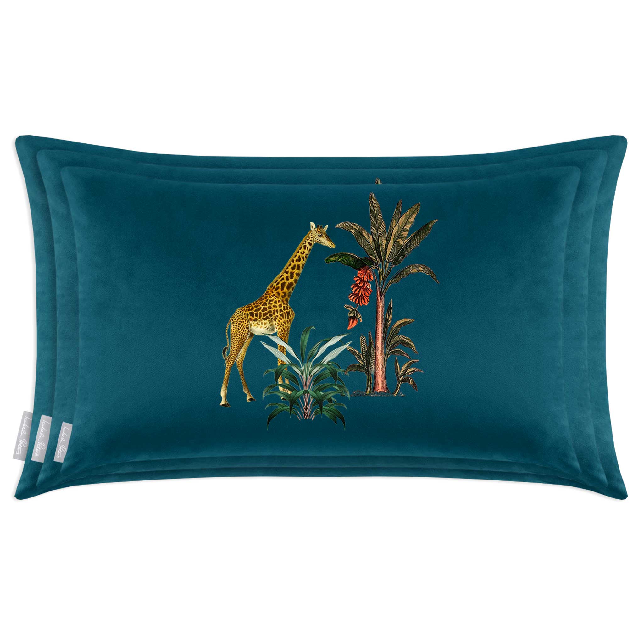 Giraffe | Sustainable Velvet Rectangle Cushion in Teal 50 x 30 cm Cover Only | Izabela Peters