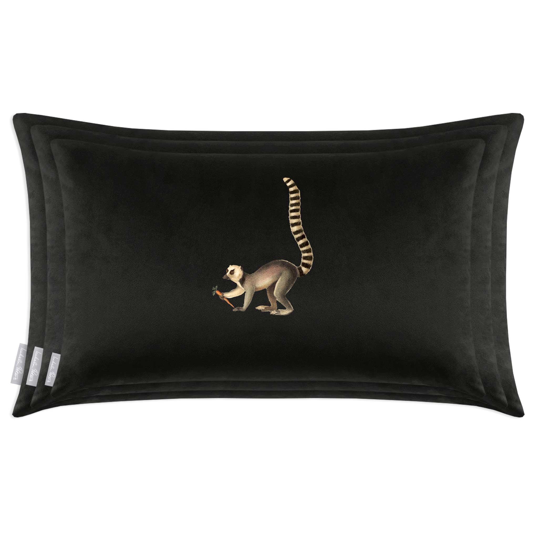 Lemur | Sustainable Velvet Rectangle Cushion - Charcoal 50 x 30 cm Cover Only by Izabela Peters