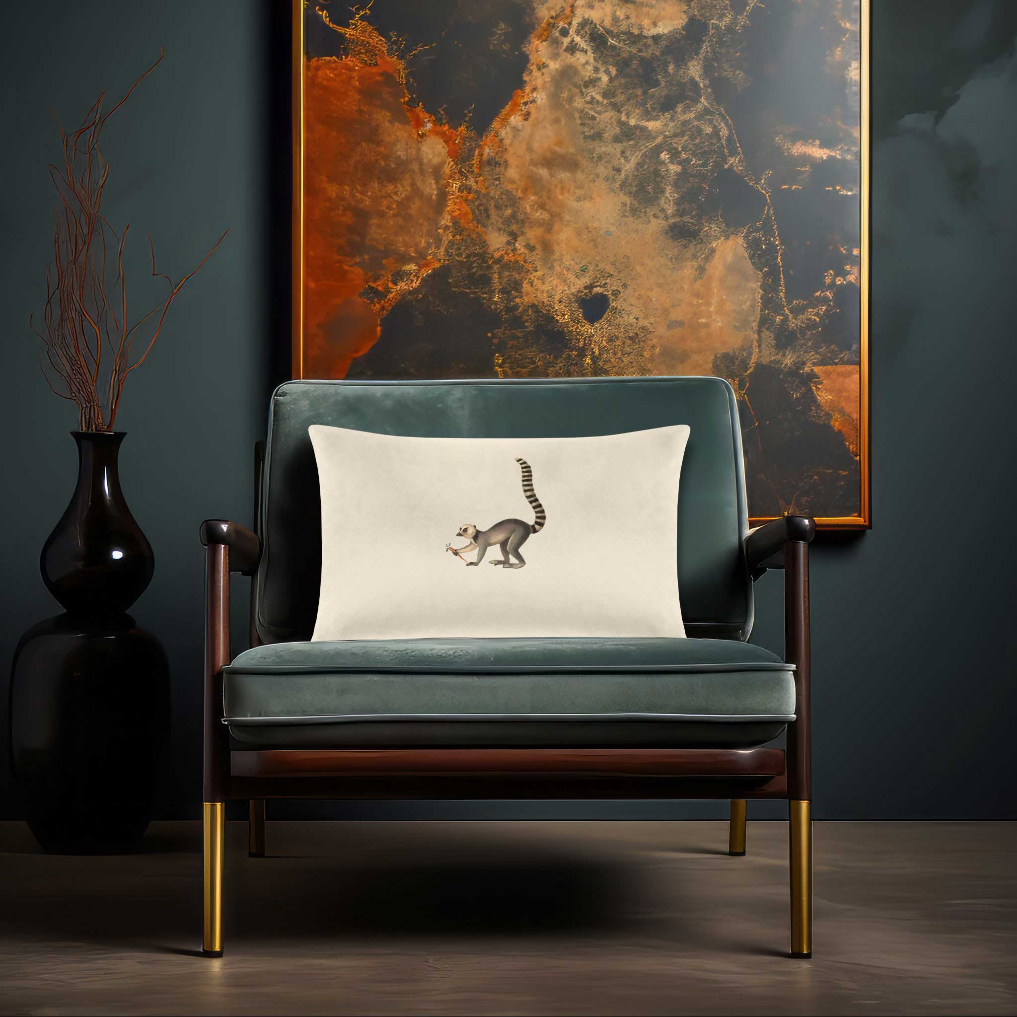 Lemur | Sustainable Velvet Rectangle Cushion - Ivory Cream 50 x 30 cm Cover Only by Izabela Peters