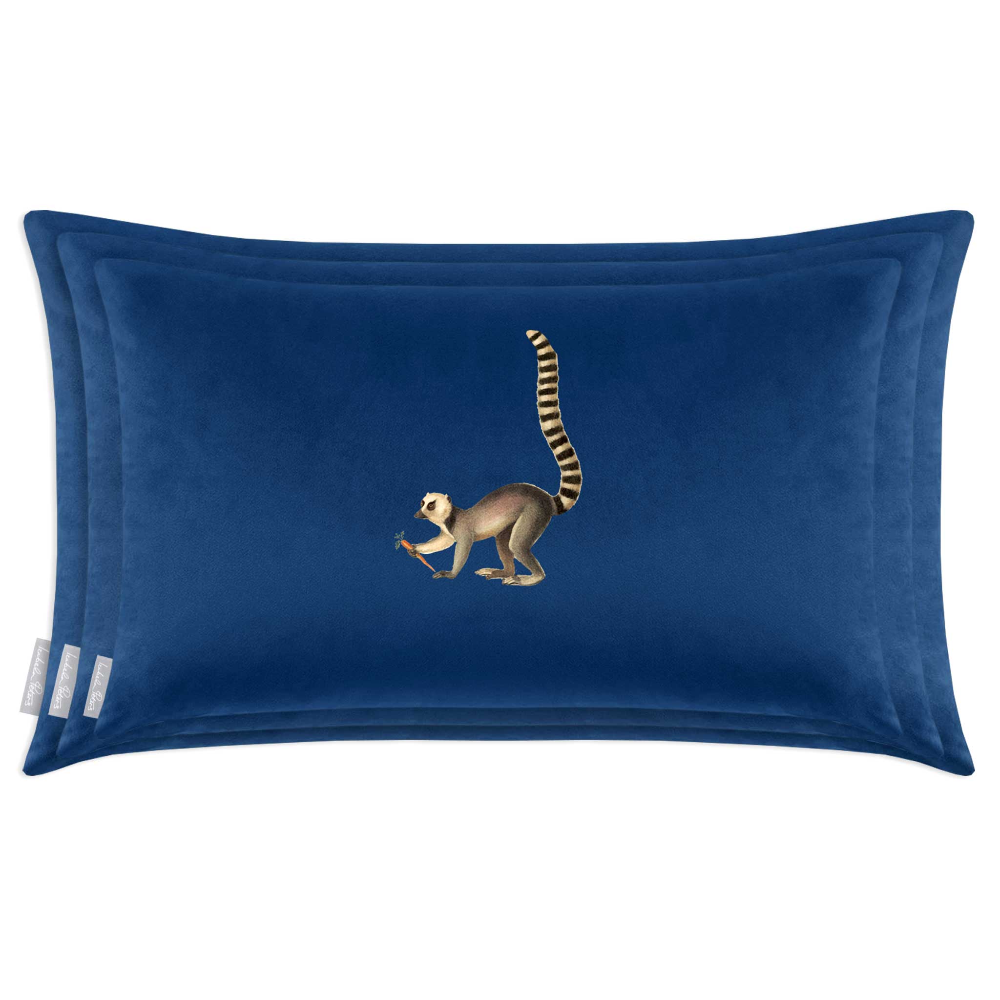 Lemur | Sustainable Velvet Rectangle Cushion - Estate Blue 50 x 30 cm Cover Only by Izabela Peters