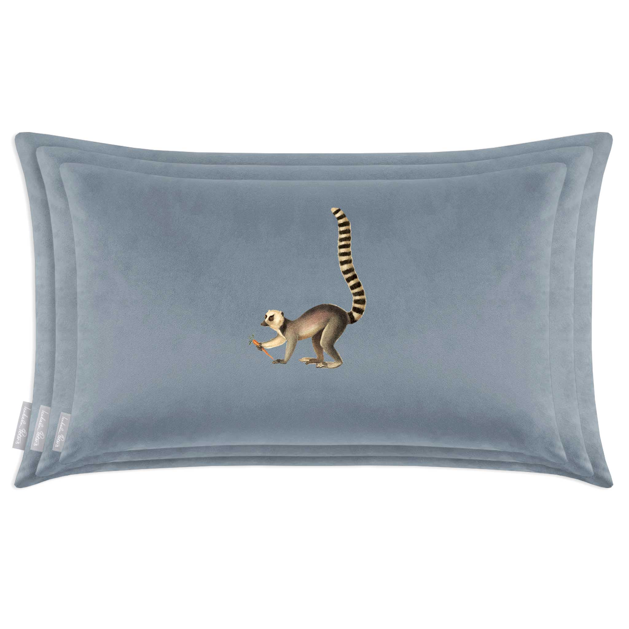 Lemur | Sustainable Velvet Rectangle Cushion - French Grey 50 x 30 cm Cover Only by Izabela Peters