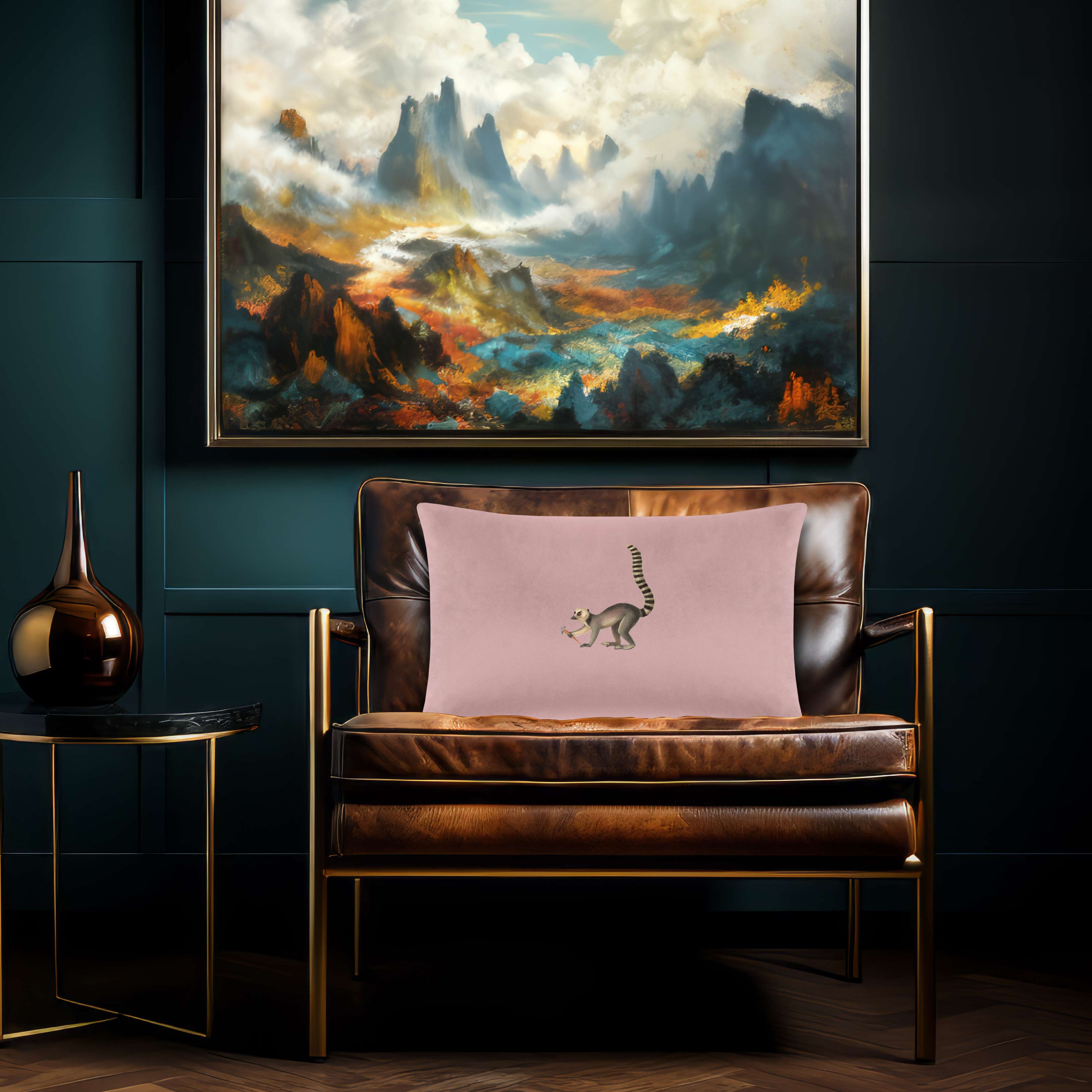 Lemur | Sustainable Velvet Rectangle Cushion - Rosewater 50 x 30 cm Cover Only by Izabela Peters
