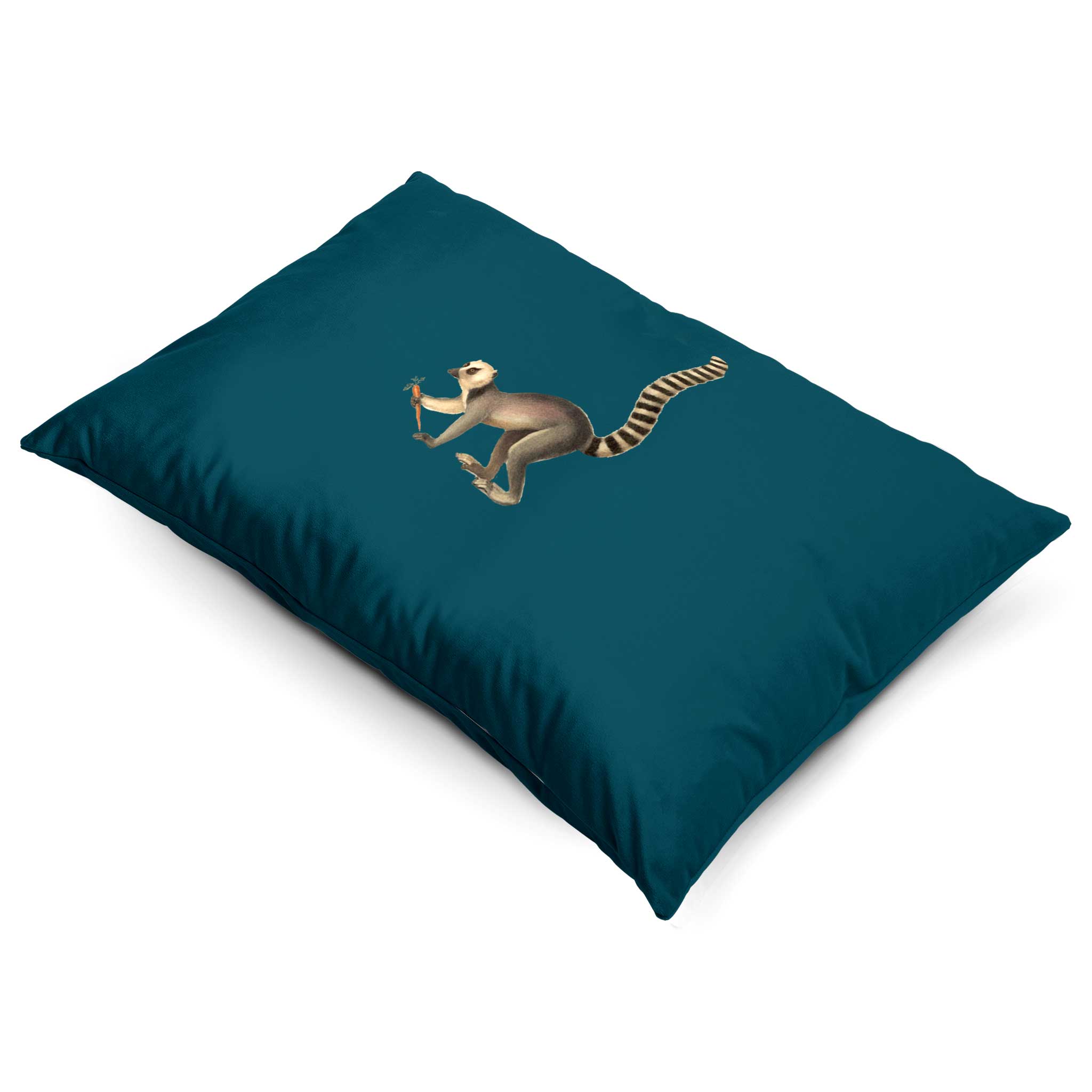 Lemur | Sustainable Velvet Rectangle Cushion - Teal 50 x 30 cm Cover Only by Izabela Peters