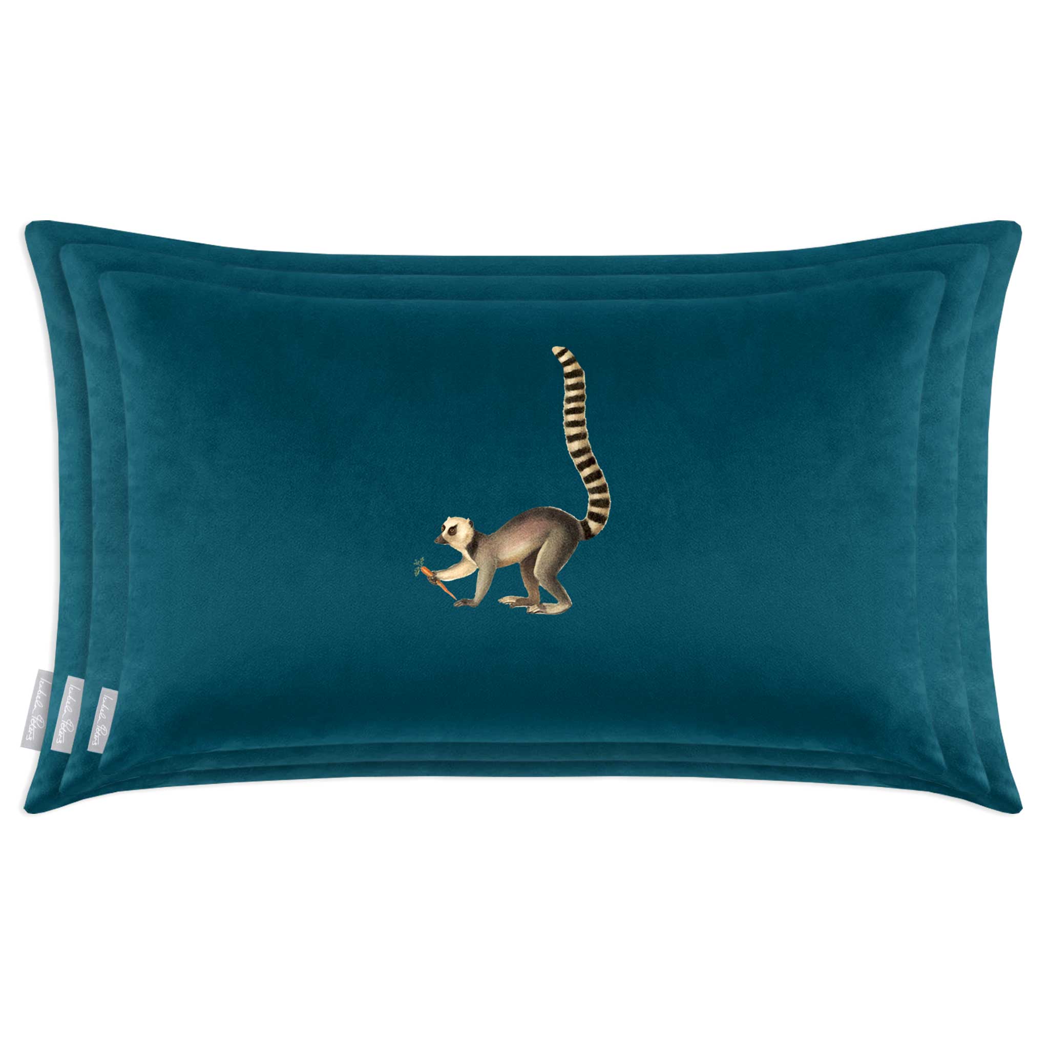 Lemur | Sustainable Velvet Rectangle Cushion - Teal 50 x 30 cm Cover Only by Izabela Peters
