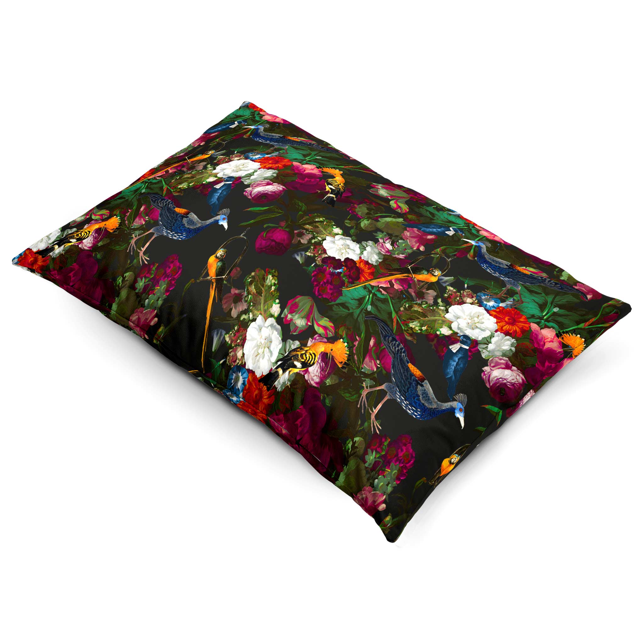Manor House Garden | Sustainable Velvet Rectangle Cushion - Charcoal 50 x 30 cm Cover Only by Izabela Peters