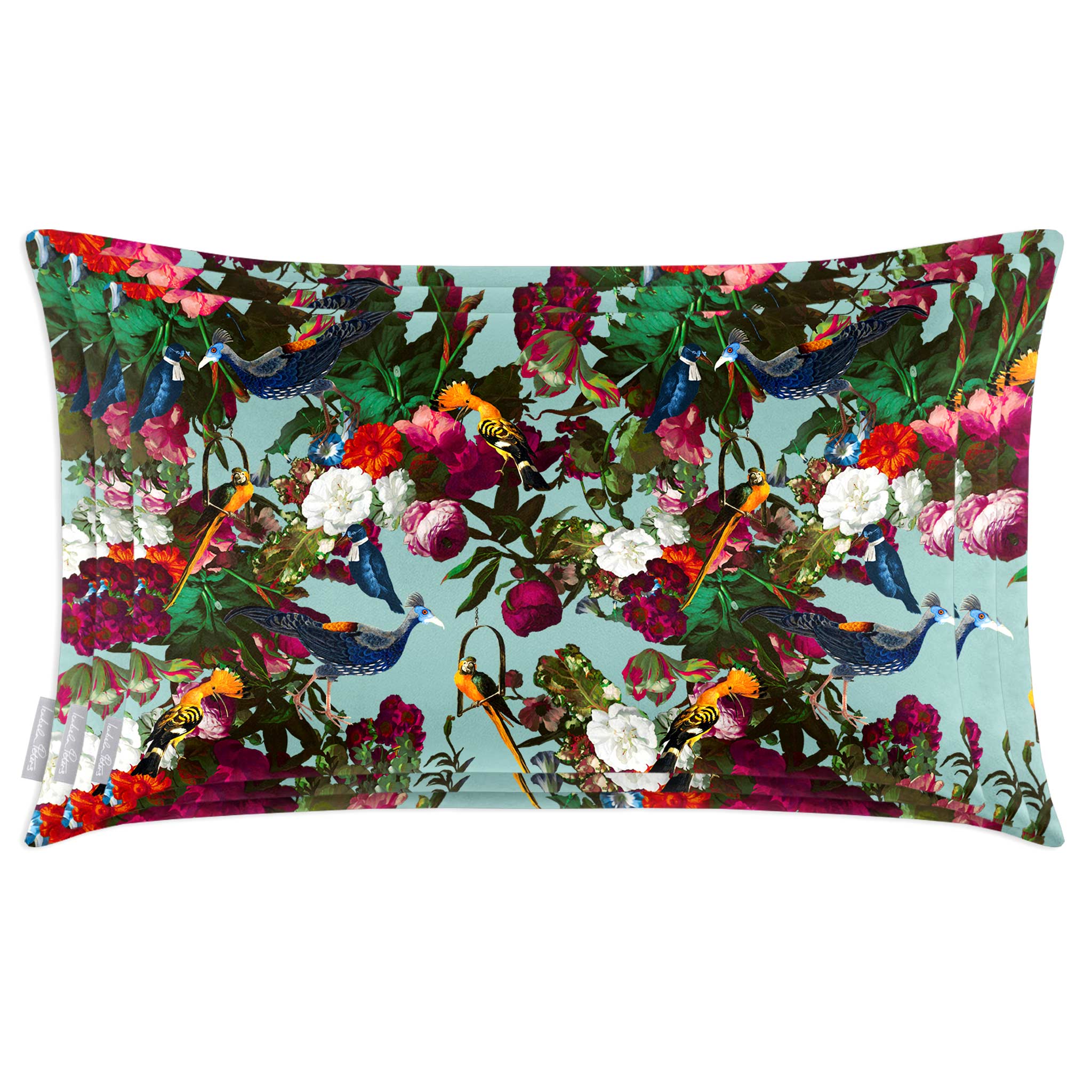 Manor House Garden | Sustainable Velvet Rectangle Cushion - Blue Surf 50 x 30 cm Cover Only by Izabela Peters
