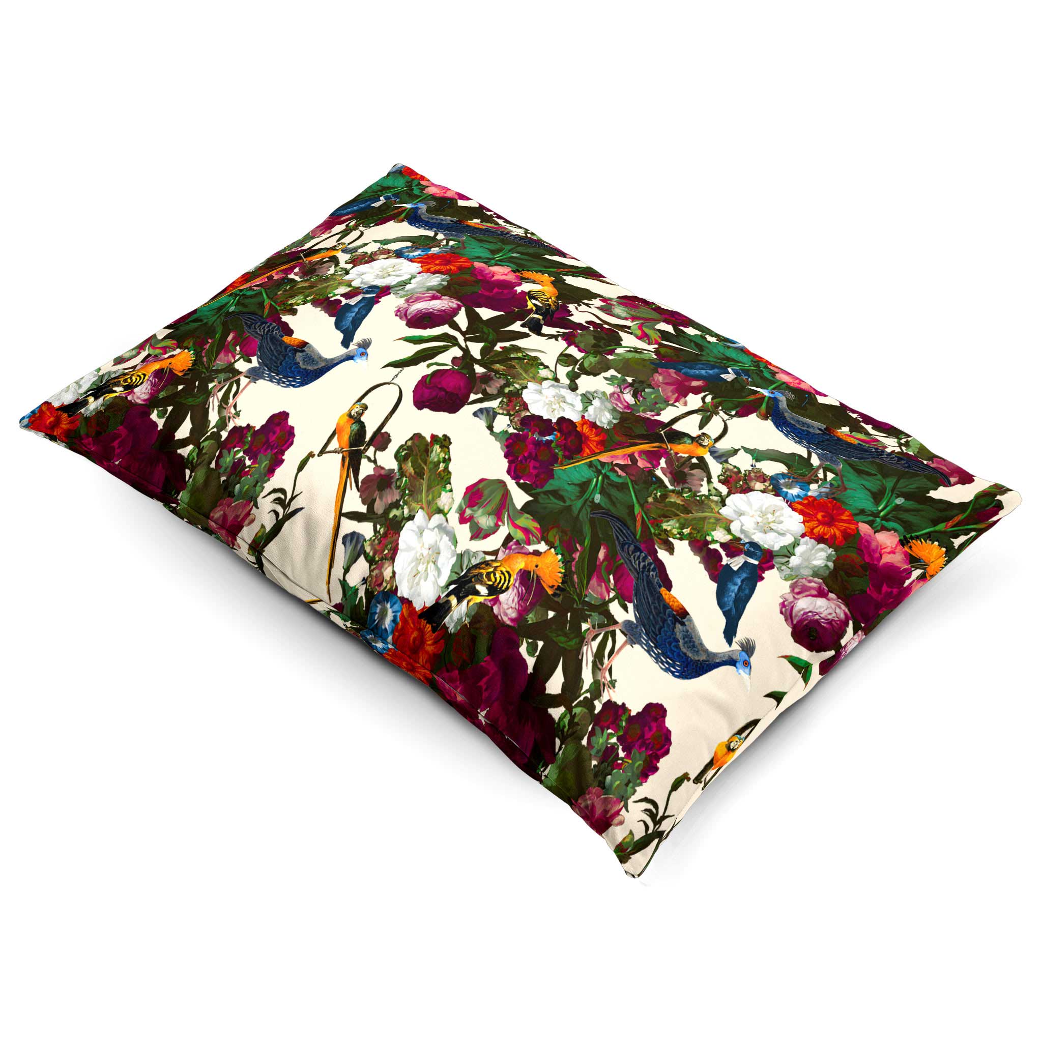 Manor House Garden | Sustainable Velvet Rectangle Cushion - Estate Blue 50 x 30 cm Cover Only by Izabela Peters