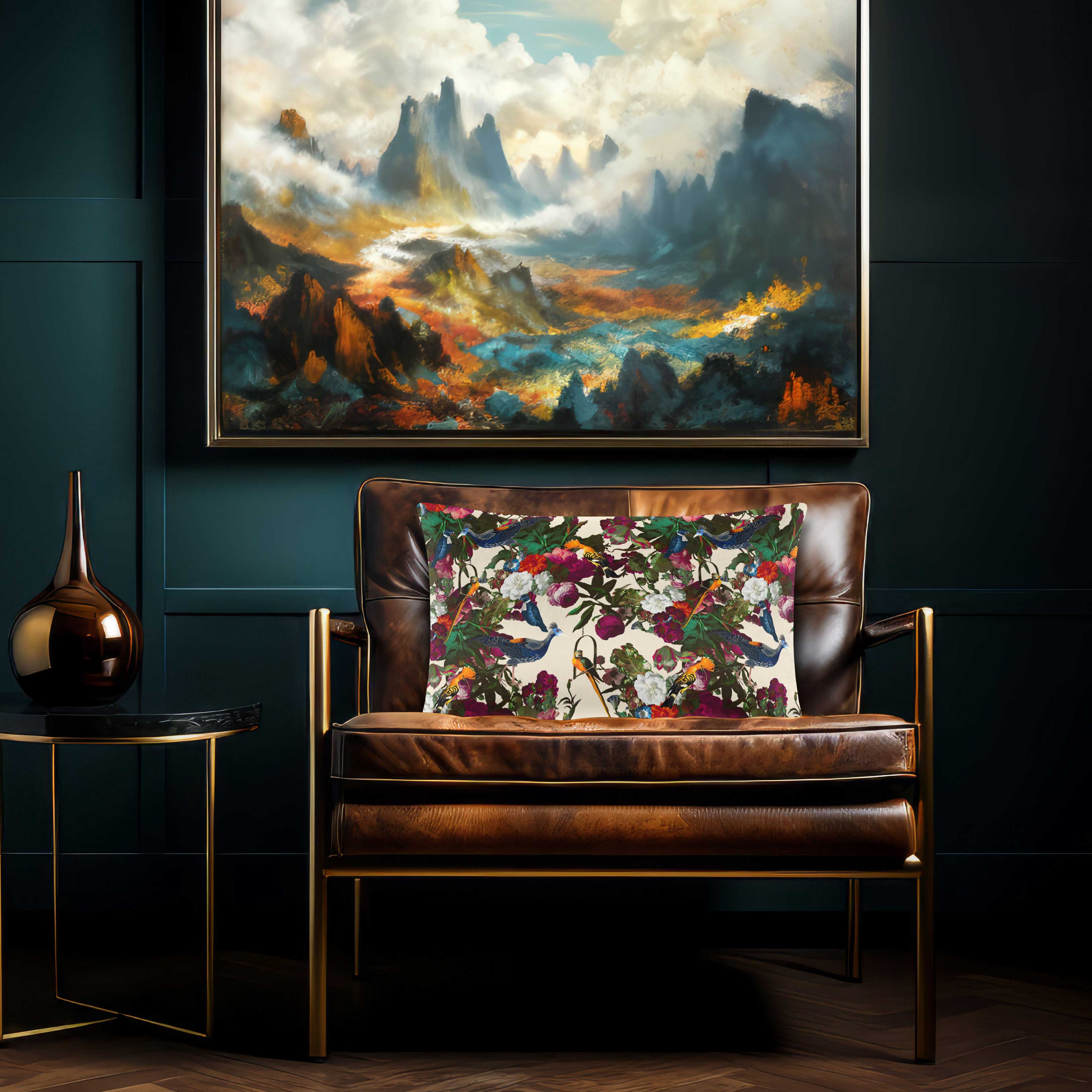 Manor House Garden | Sustainable Velvet Rectangle Cushion - Estate Blue 50 x 30 cm Cover Only by Izabela Peters