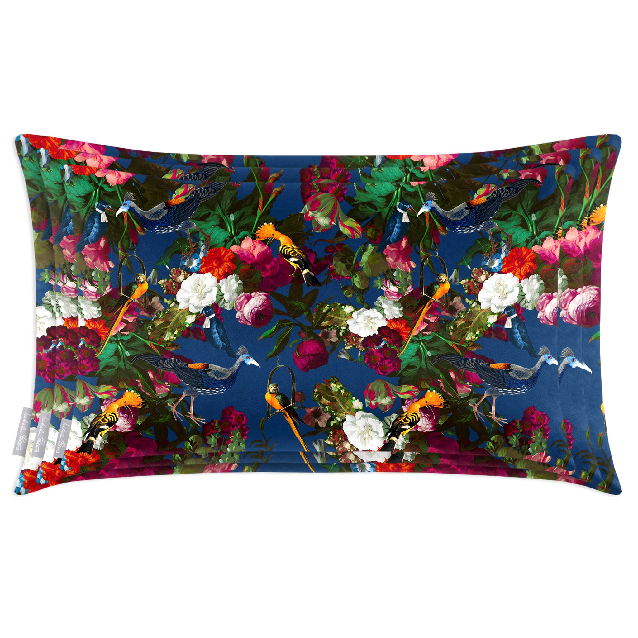 Manor House Garden | Sustainable Velvet Rectangle Cushion - Estate Blue 50 x 30 cm Cover Only by Izabela Peters