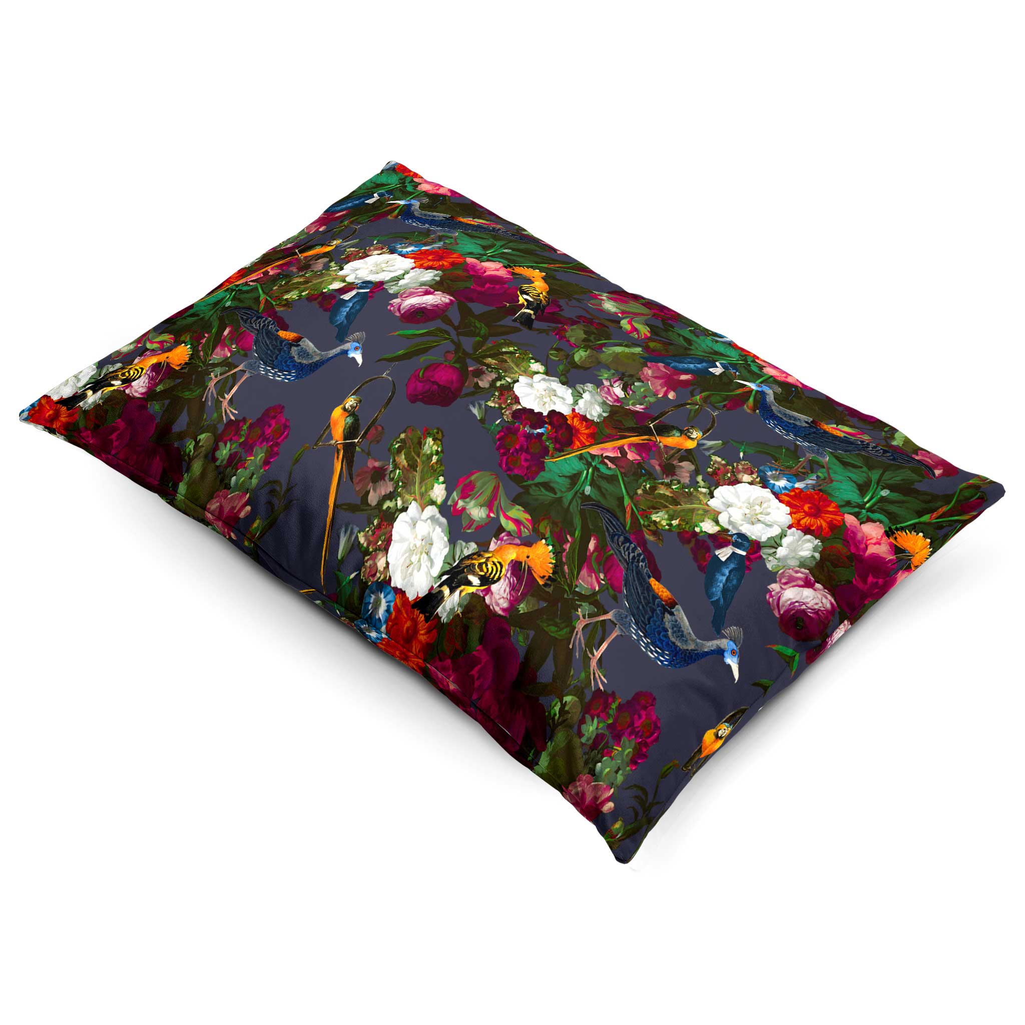 Manor House Garden | Sustainable Velvet Rectangle Cushion - Graphite 50 x 30 cm Cover Only by Izabela Peters