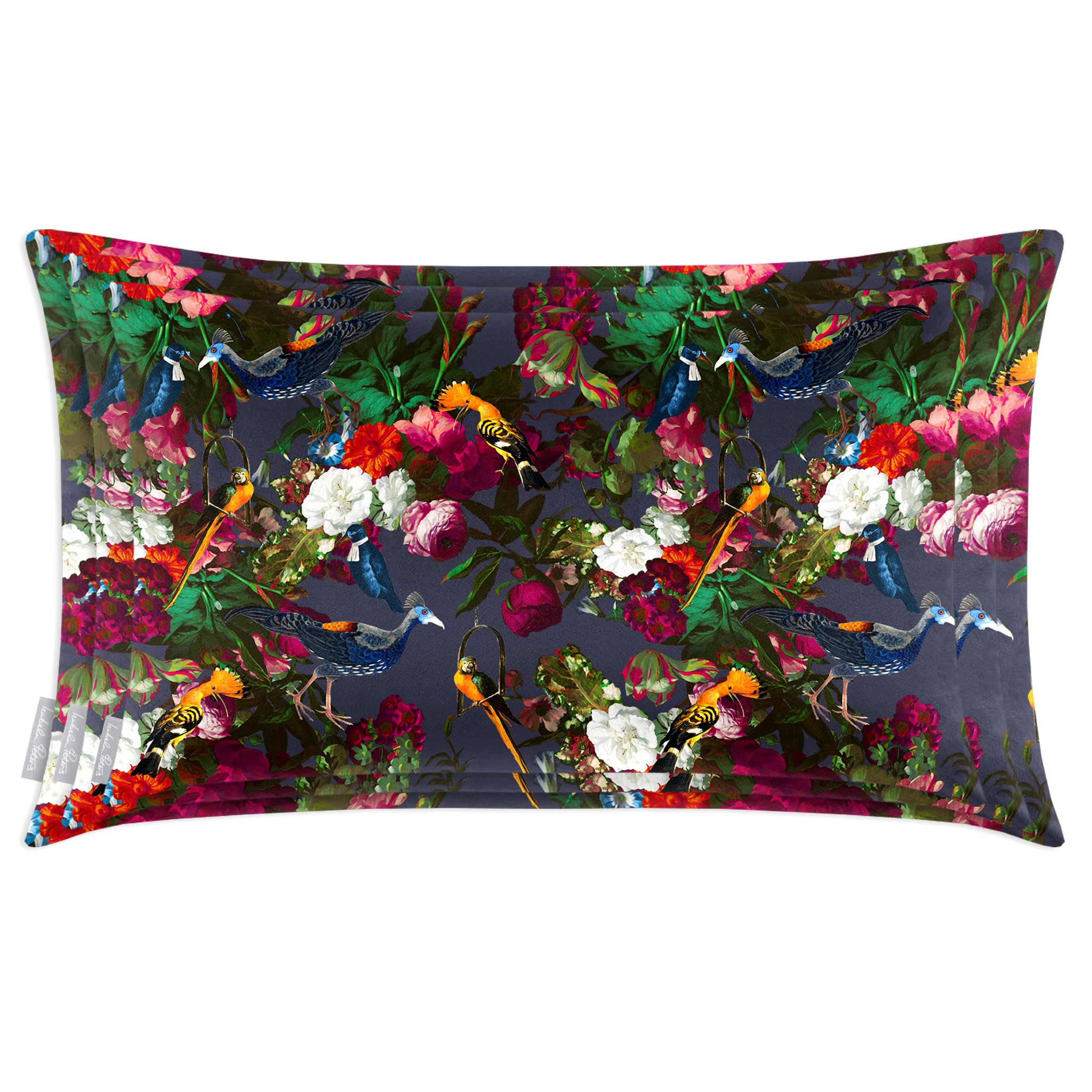 Manor House Garden | Sustainable Velvet Rectangle Cushion in Graphite 50 x 30 cm Cover Only | Izabela Peters