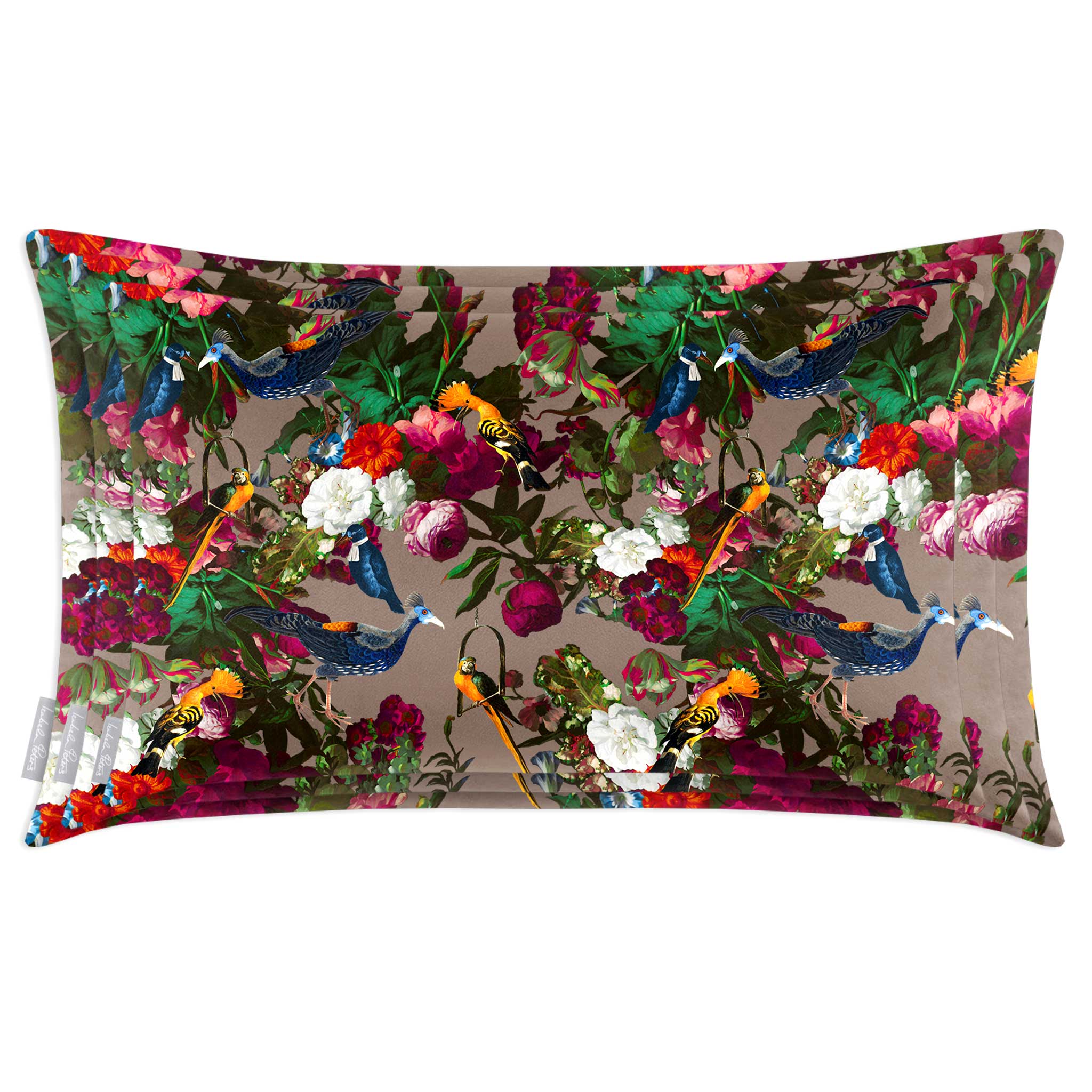Manor House Garden | Sustainable Velvet Rectangle Cushion - Dovedale Stone 50 x 30 cm Cover Only by Izabela Peters