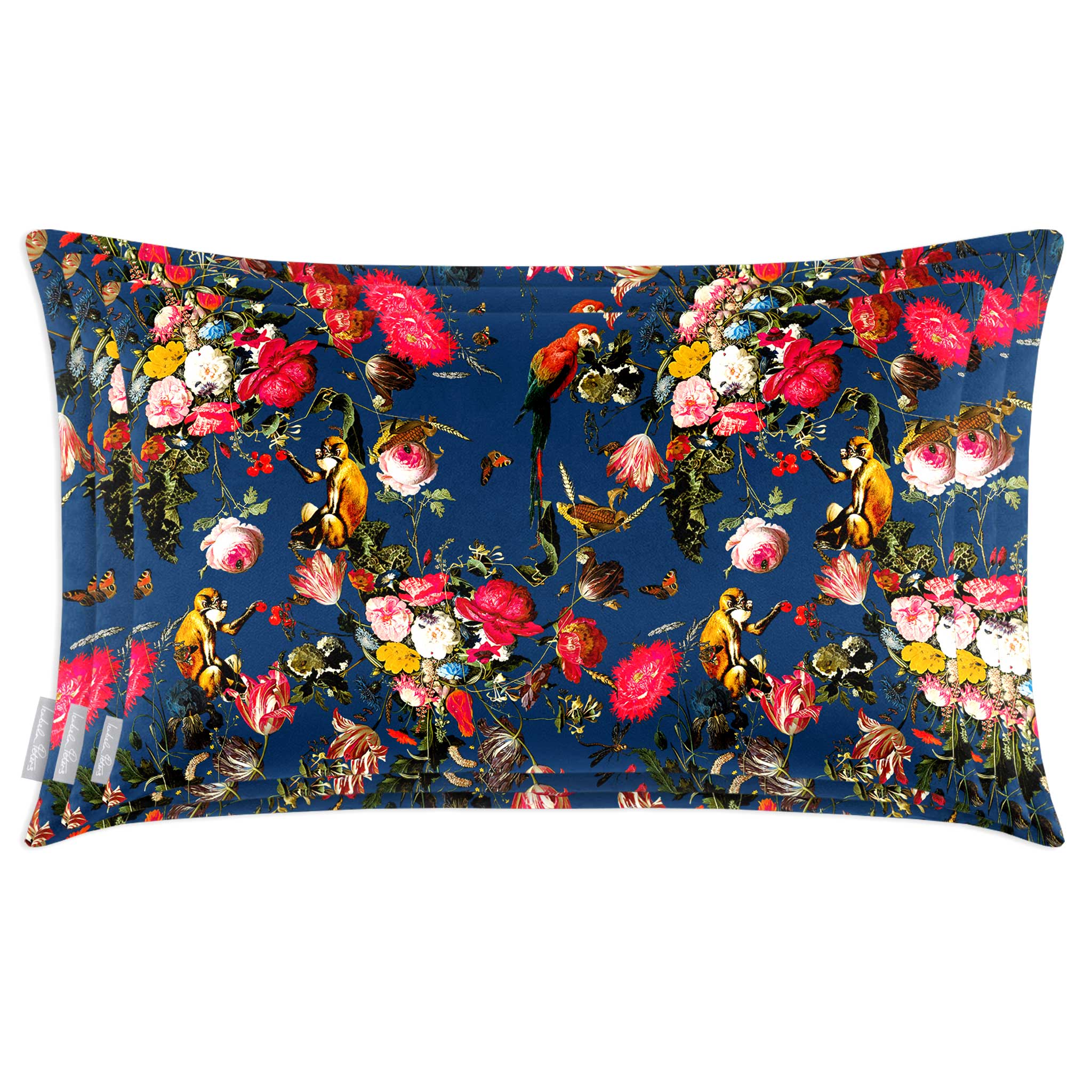 Monkey Puzzle | Sustainable Velvet Rectangle Cushion - Estate Blue 50 x 30 cm Cover Only by Izabela Peters
