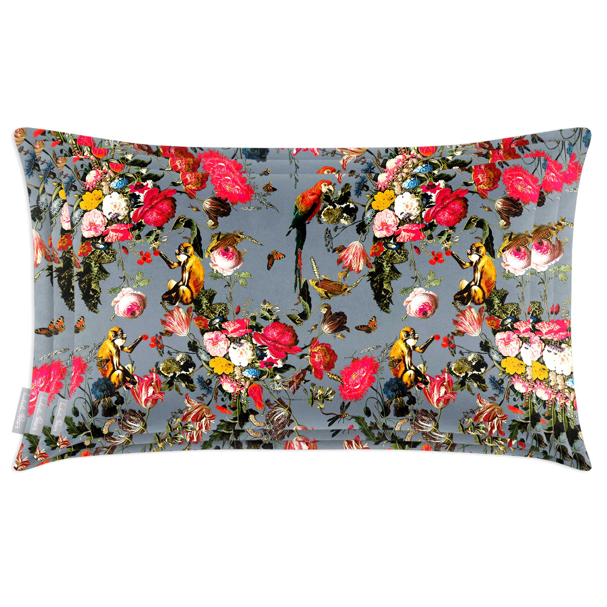 Monkey Puzzle | Sustainable Velvet Rectangle Cushion - French Grey 50 x 30 cm Cover Only by Izabela Peters