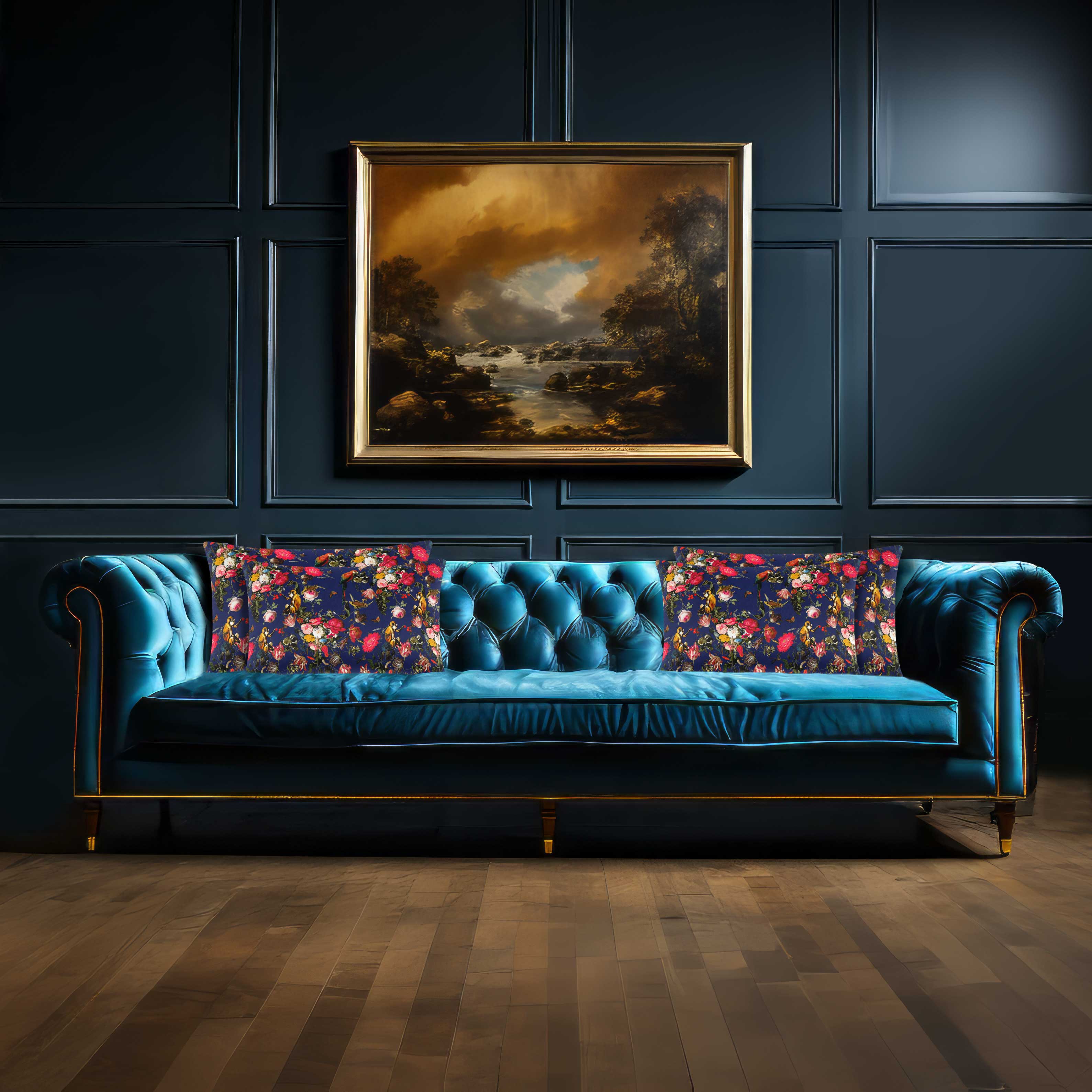 Monkey Puzzle | Sustainable Velvet Rectangle Cushion - Midnight 50 x 30 cm Cover Only by Izabela Peters