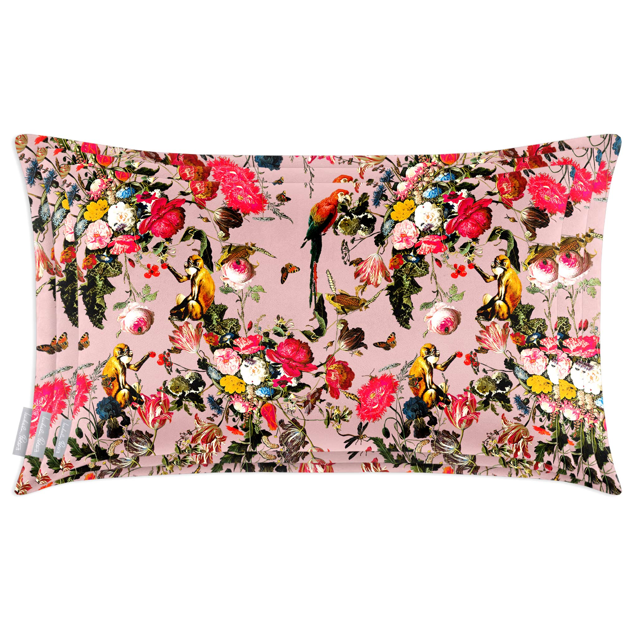 Monkey Puzzle | Sustainable Velvet Rectangle Cushion - Rosewater 50 x 30 cm Cover Only by Izabela Peters