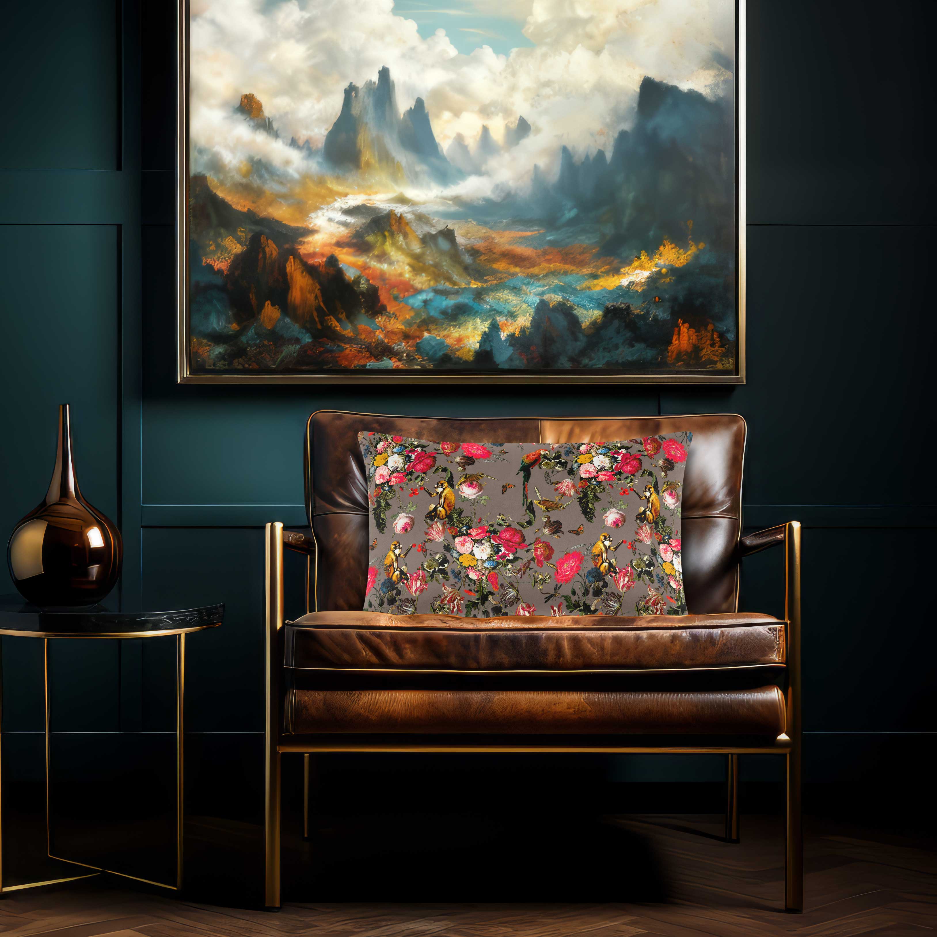 Monkey Puzzle | Sustainable Velvet Rectangle Cushion - Dovedale Stone 50 x 30 cm Cover Only by Izabela Peters