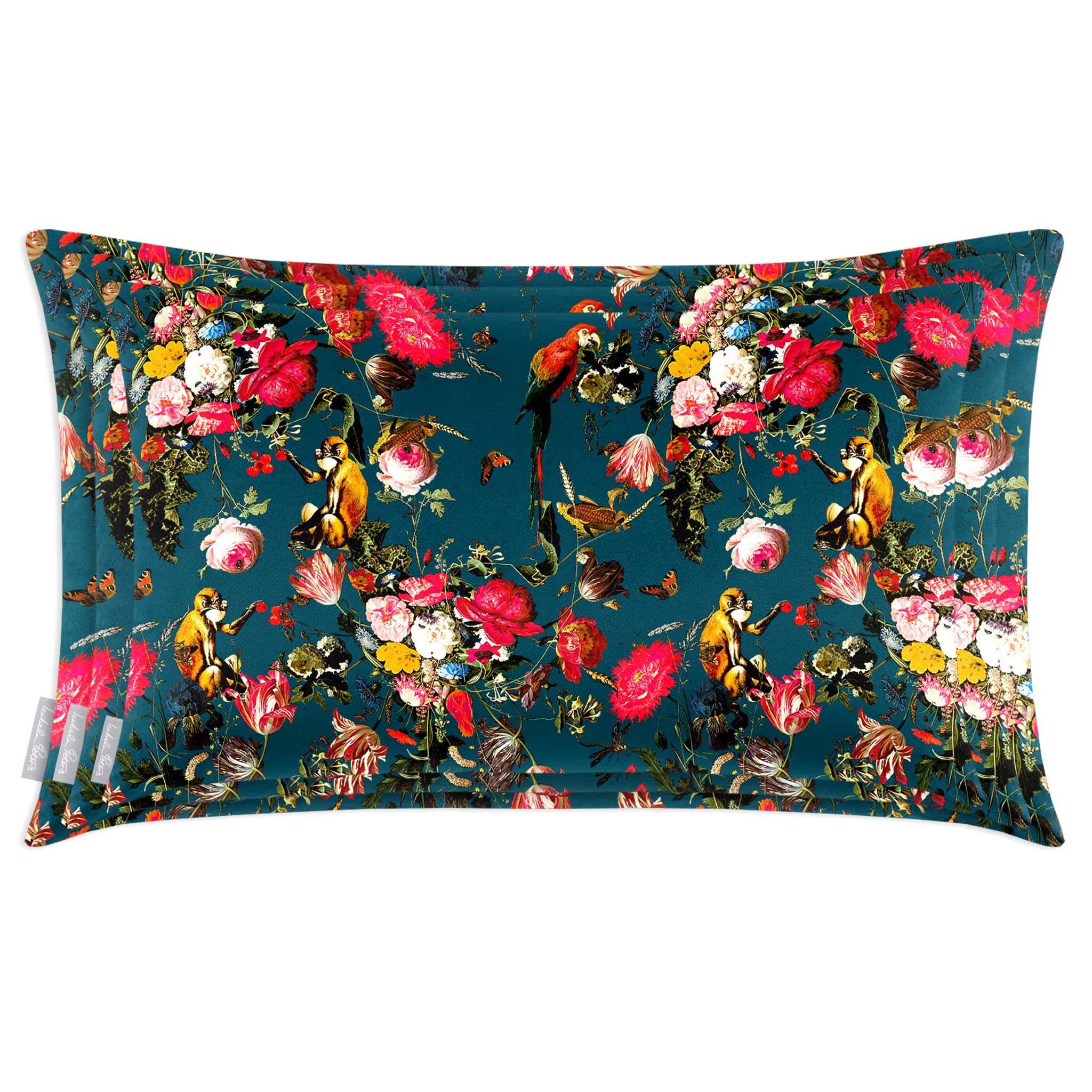 Monkey Puzzle | Sustainable Velvet Rectangle Cushion - Teal 50 x 30 cm Cover Only by Izabela Peters