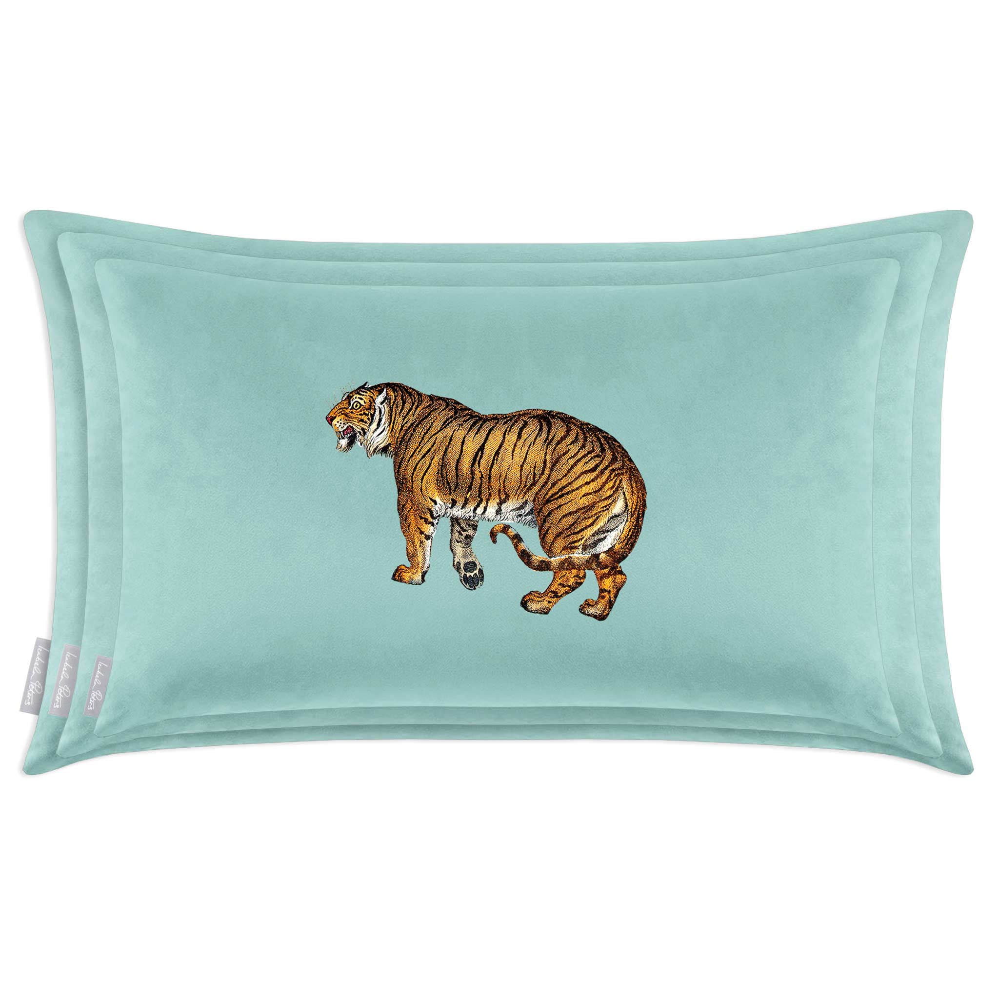 Tiger | Sustainable Velvet Rectangle Cushion - Blue Surf 50 x 30 cm Cover Only by Izabela Peters
