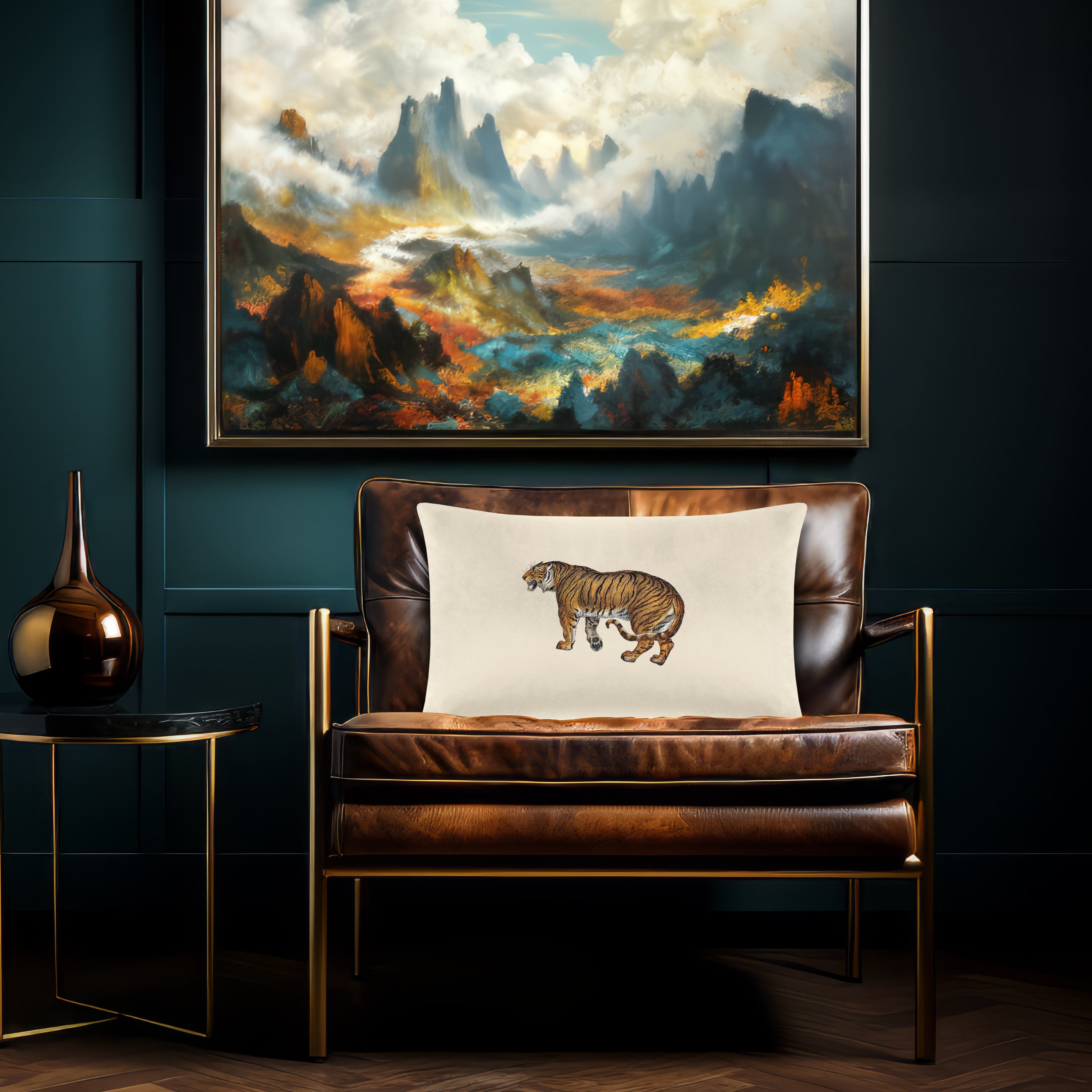 Tiger | Sustainable Velvet Rectangle Cushion - Ivory Cream 50 x 30 cm Cover Only by Izabela Peters