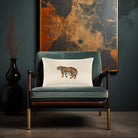 Tiger | Sustainable Velvet Rectangle Cushion - Ivory Cream 50 x 30 cm Cover Only by Izabela Peters