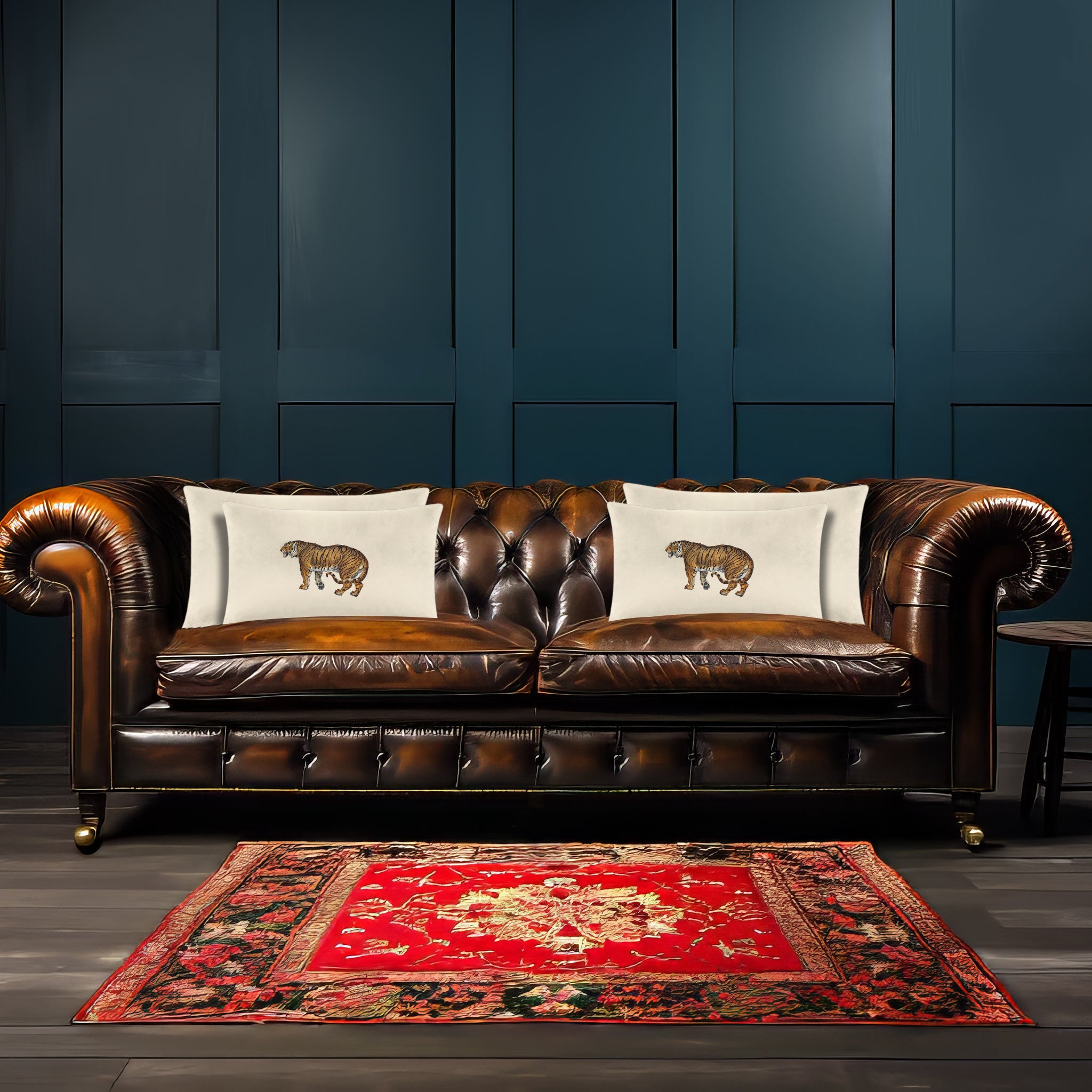 Tiger | Sustainable Velvet Rectangle Cushion - Ivory Cream 50 x 30 cm Cover Only by Izabela Peters